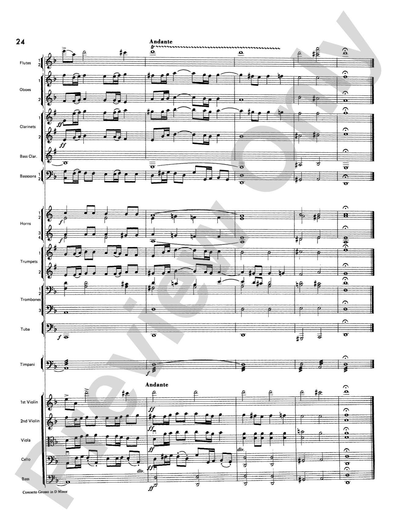 Concerto Grosso in D Minor: Full Orchestra Conductor Score & Parts
