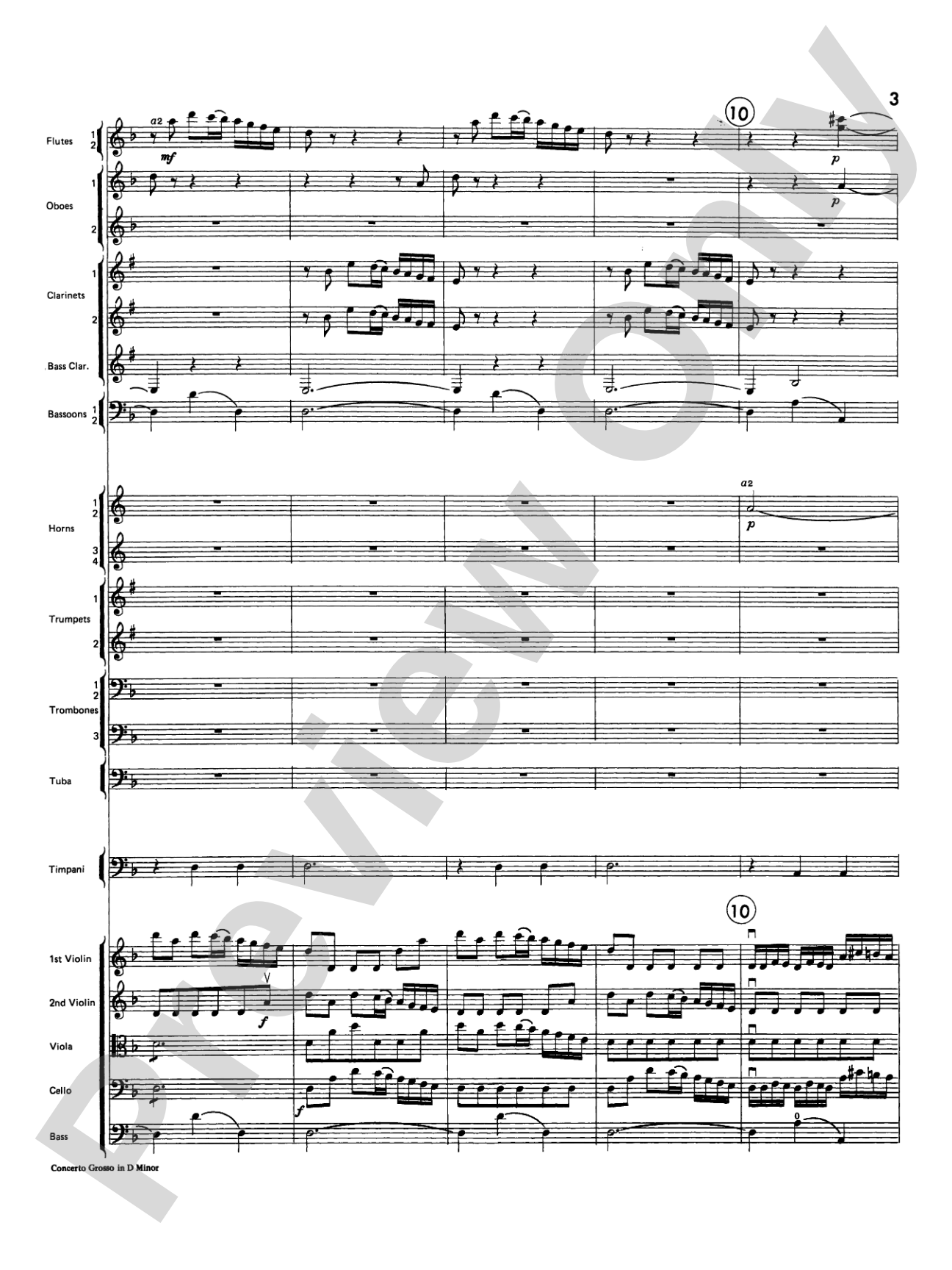 Concerto Grosso in D Minor: Full Orchestra Conductor Score & Parts