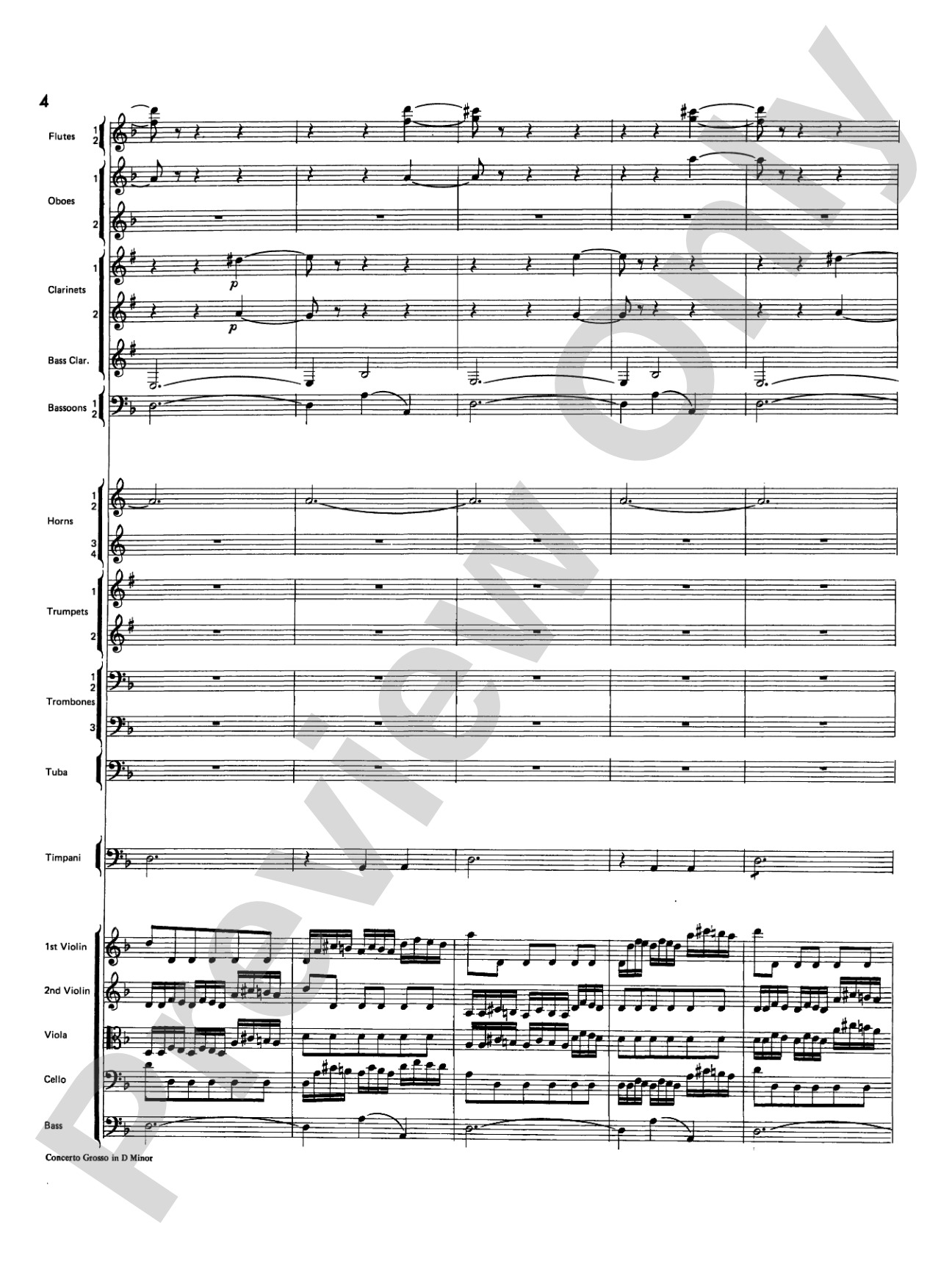 Concerto Grosso in D Minor: Full Orchestra Conductor Score & Parts