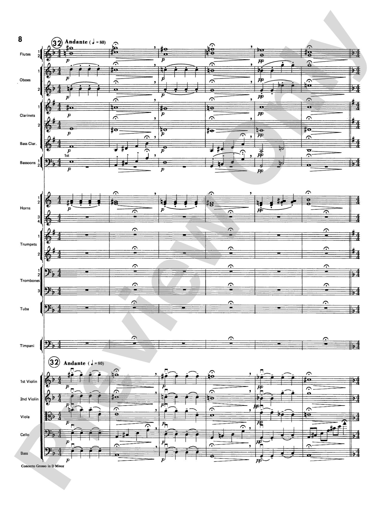 Concerto Grosso in D Minor: Full Orchestra Conductor Score & Parts