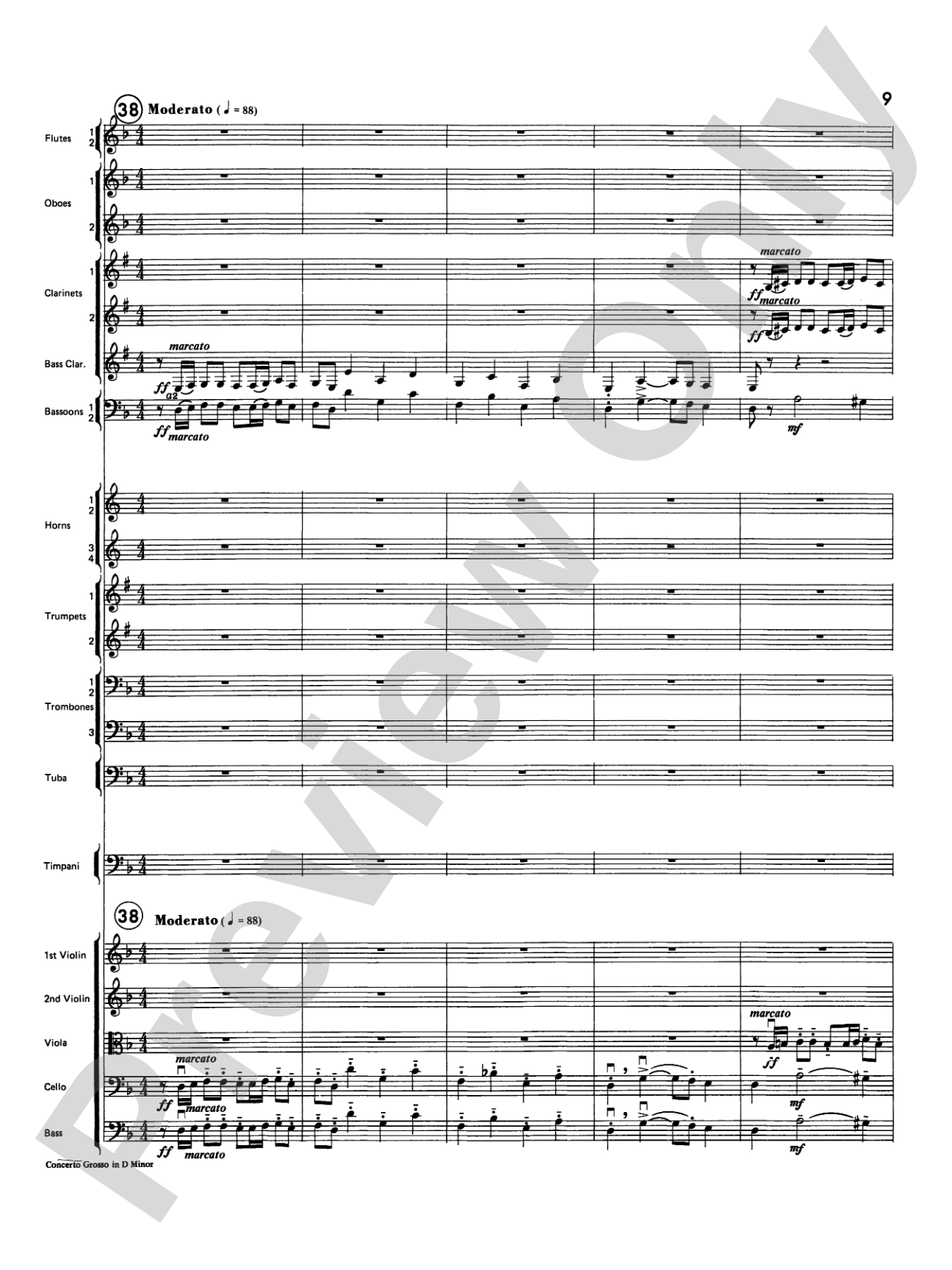 Concerto Grosso in D Minor: Full Orchestra Conductor Score & Parts