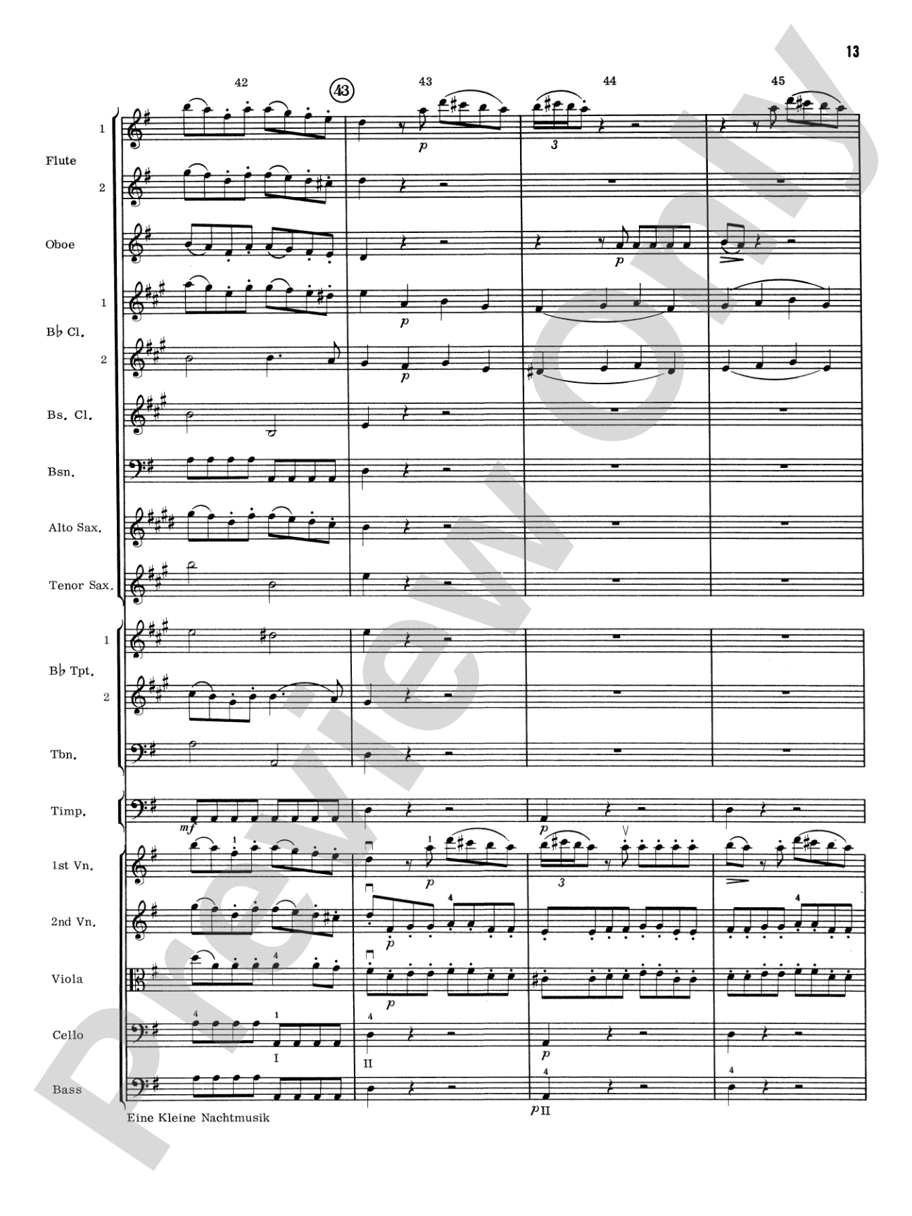 Eine Kleine Nachtmusik, 1st Movement: Full Orchestra Conductor Score & Parts