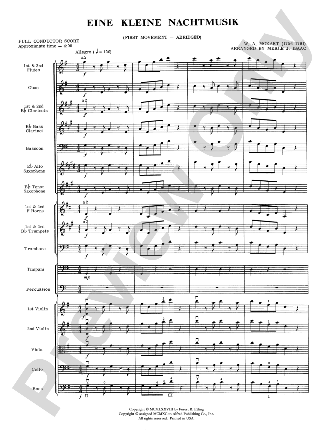 Eine Kleine Nachtmusik, 1st Movement: Full Orchestra Conductor Score & Parts