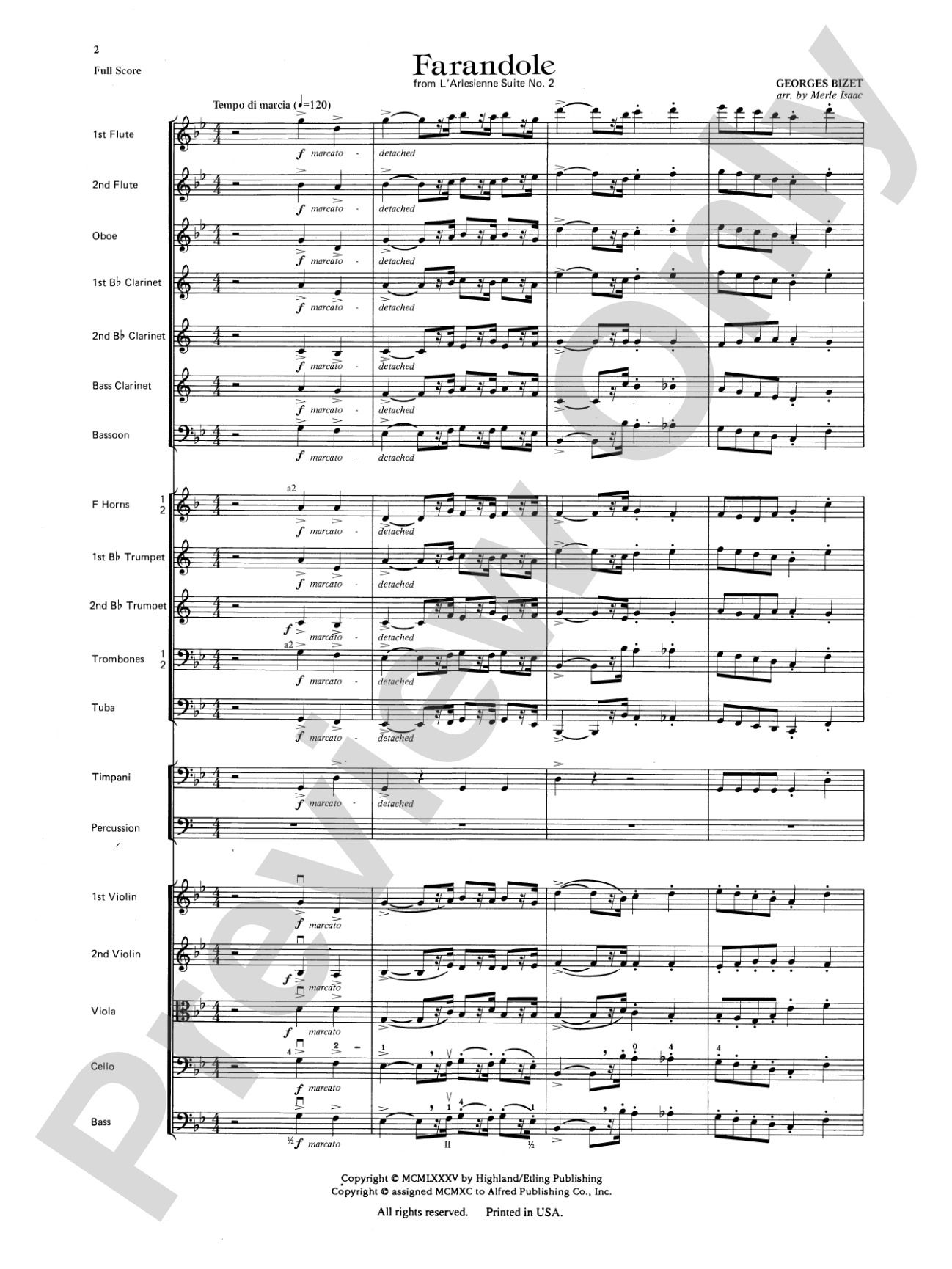 Farandole: Full Orchestra Conductor Score & Parts