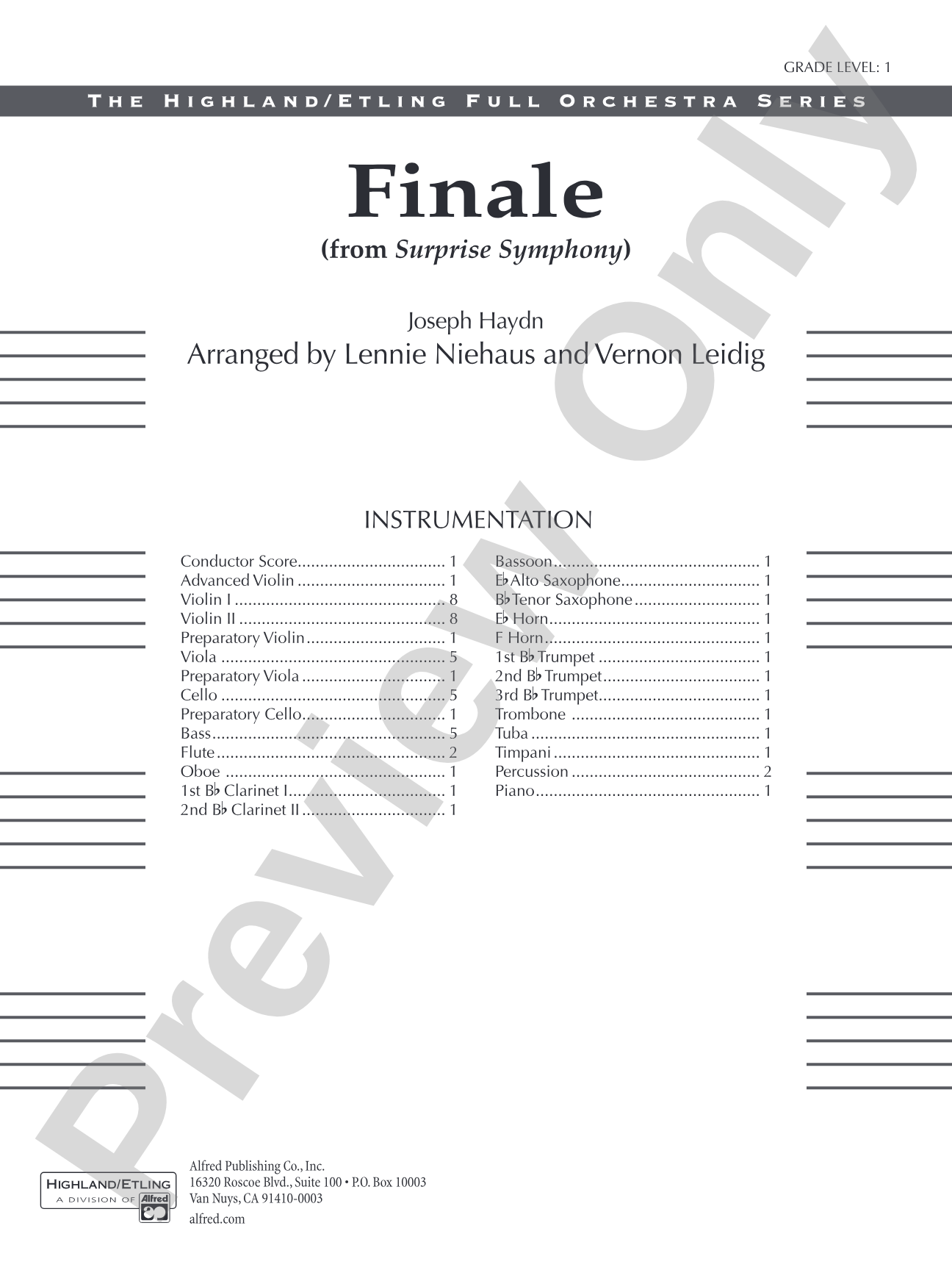 Surprise Symphony Finale: Full Orchestra Conductor Score & Parts