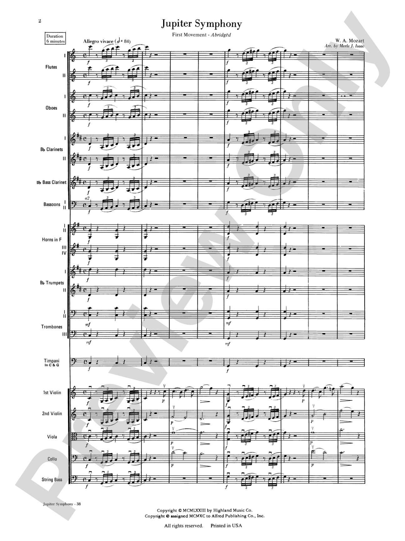 Jupiter Symphony, 1st Movement: Full Orchestra Conductor Score & Parts
