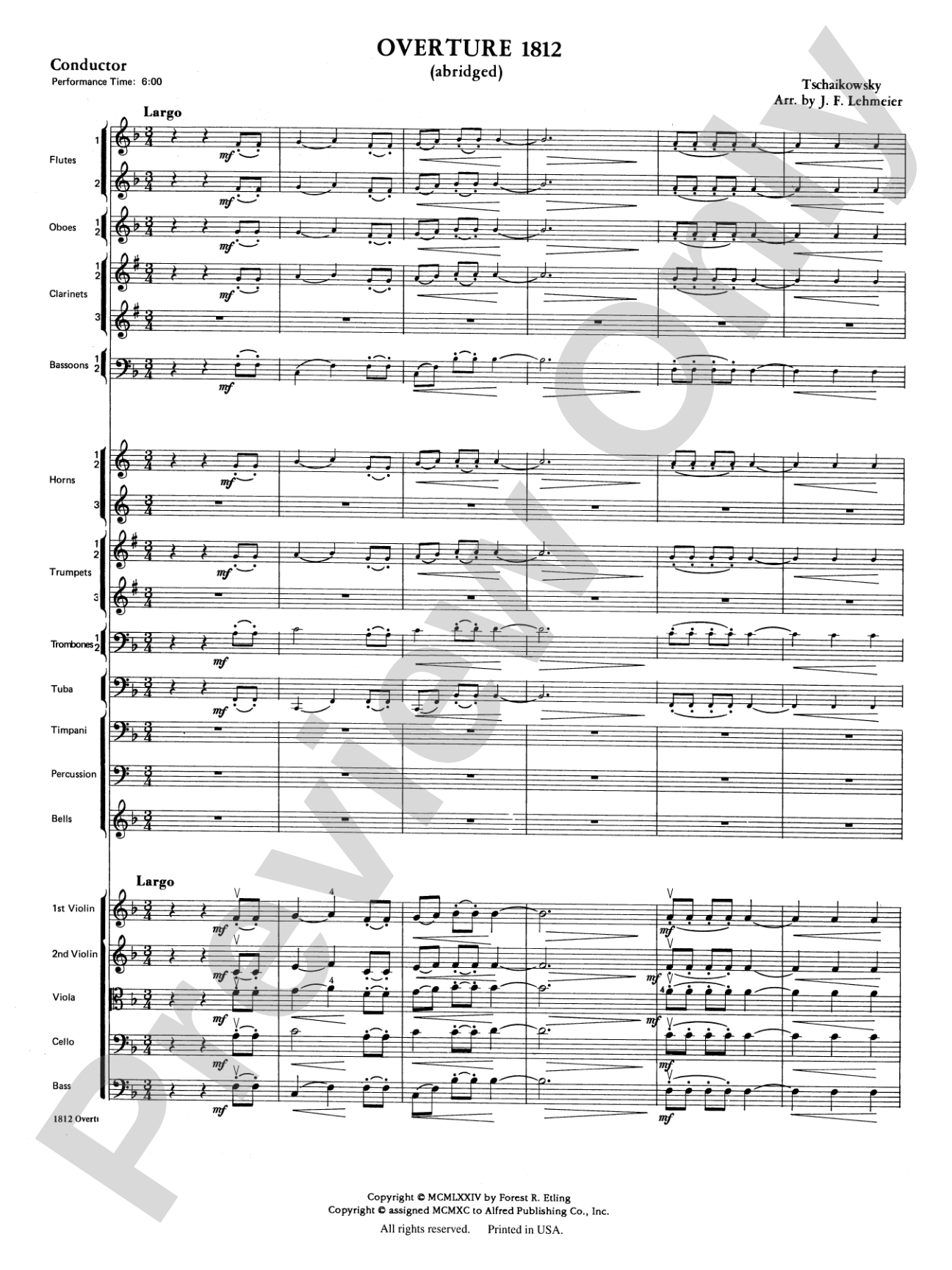 Overture 1812: Full Orchestra Conductor Score & Parts