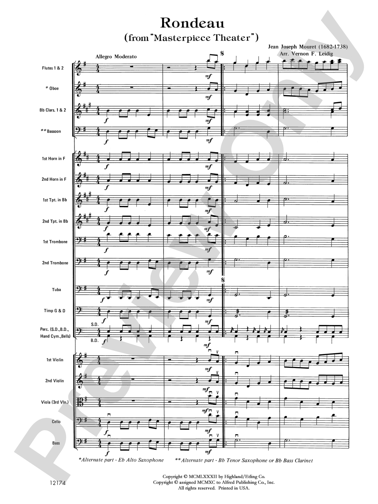 Rondeau (Theme from Masterpiece Theatre): Full Orchestra Conductor Score & Parts