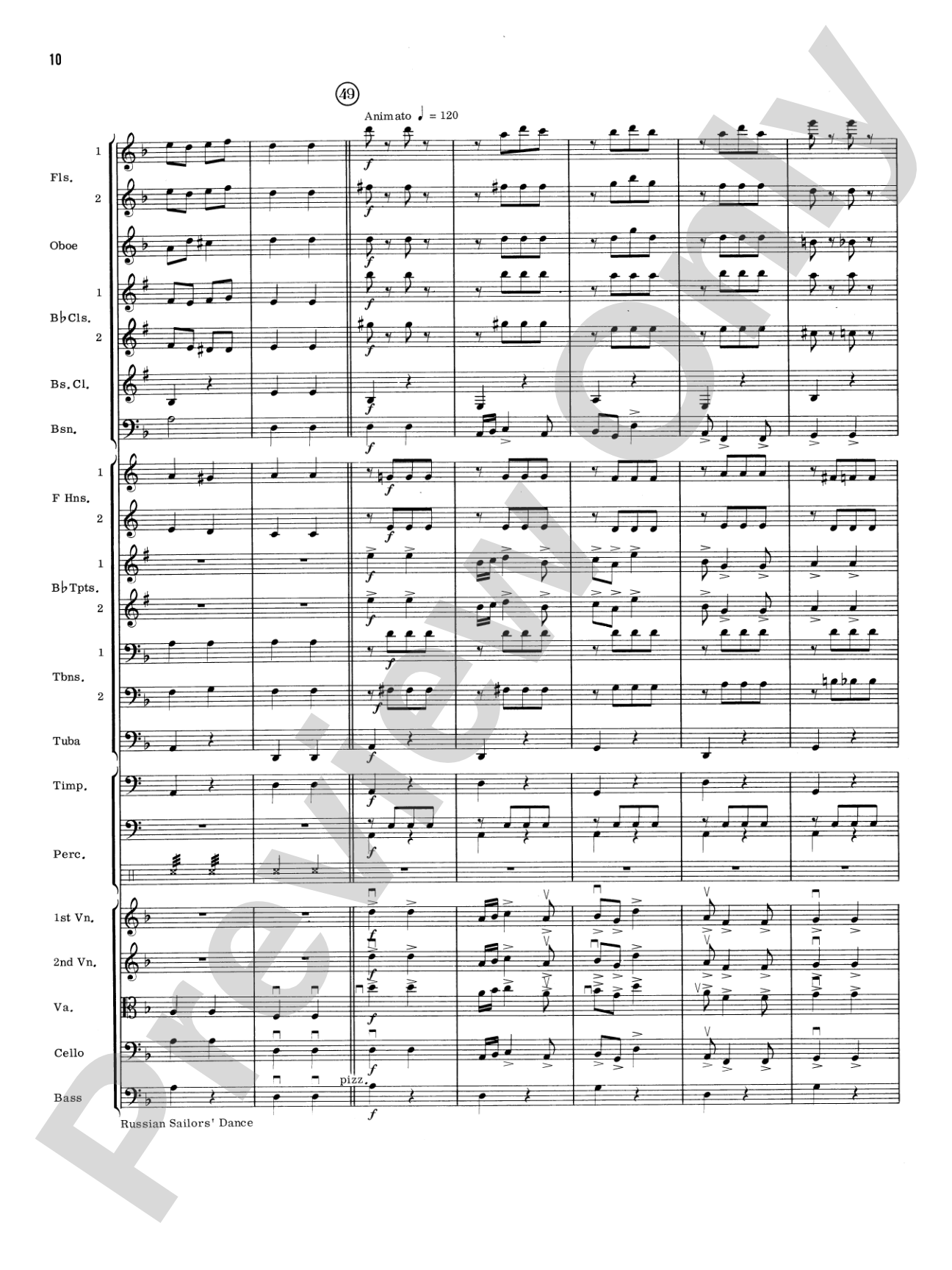 Russian Sailors' Dance: Full Orchestra Conductor Score & Parts