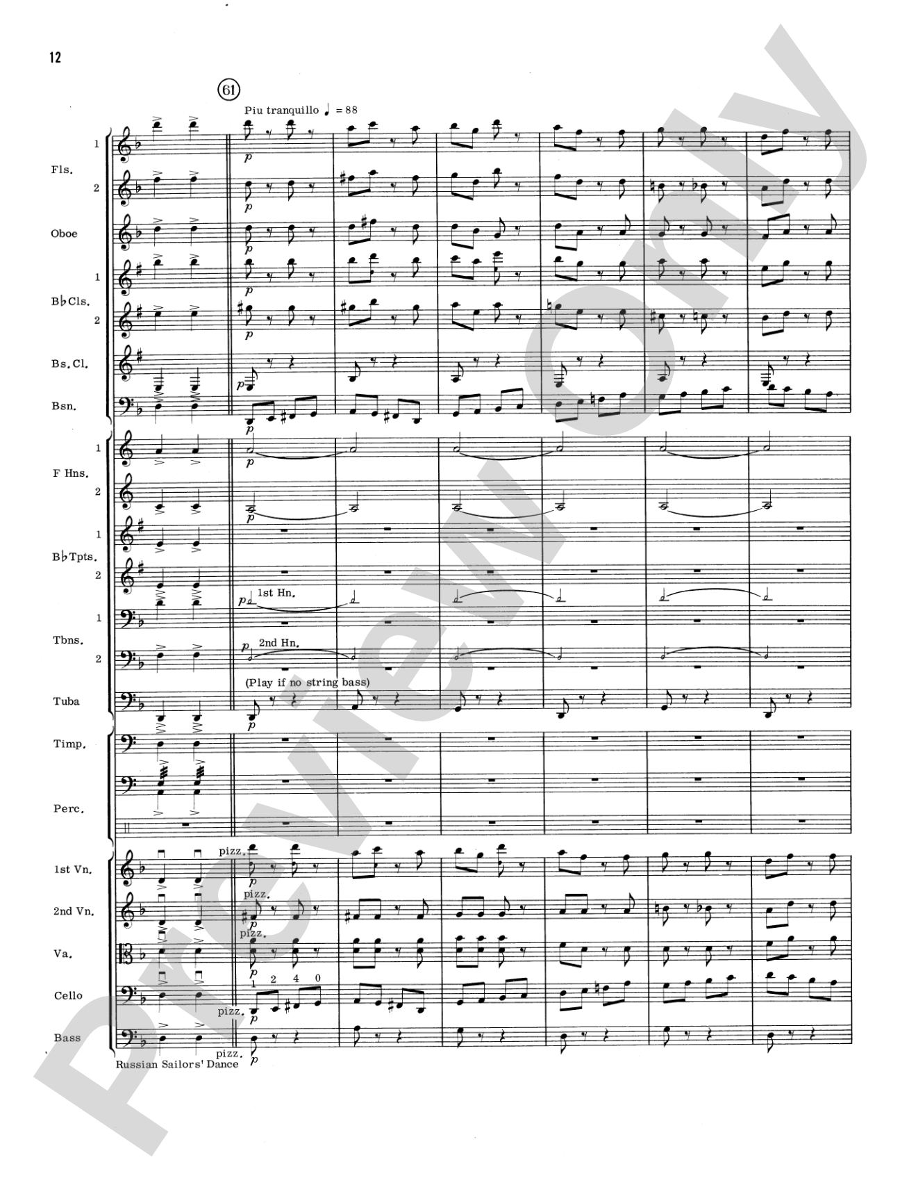 Russian Sailors' Dance: Full Orchestra Conductor Score & Parts