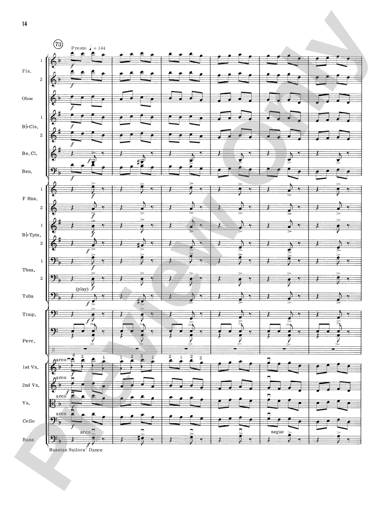 Russian Sailors' Dance: Full Orchestra Conductor Score & Parts