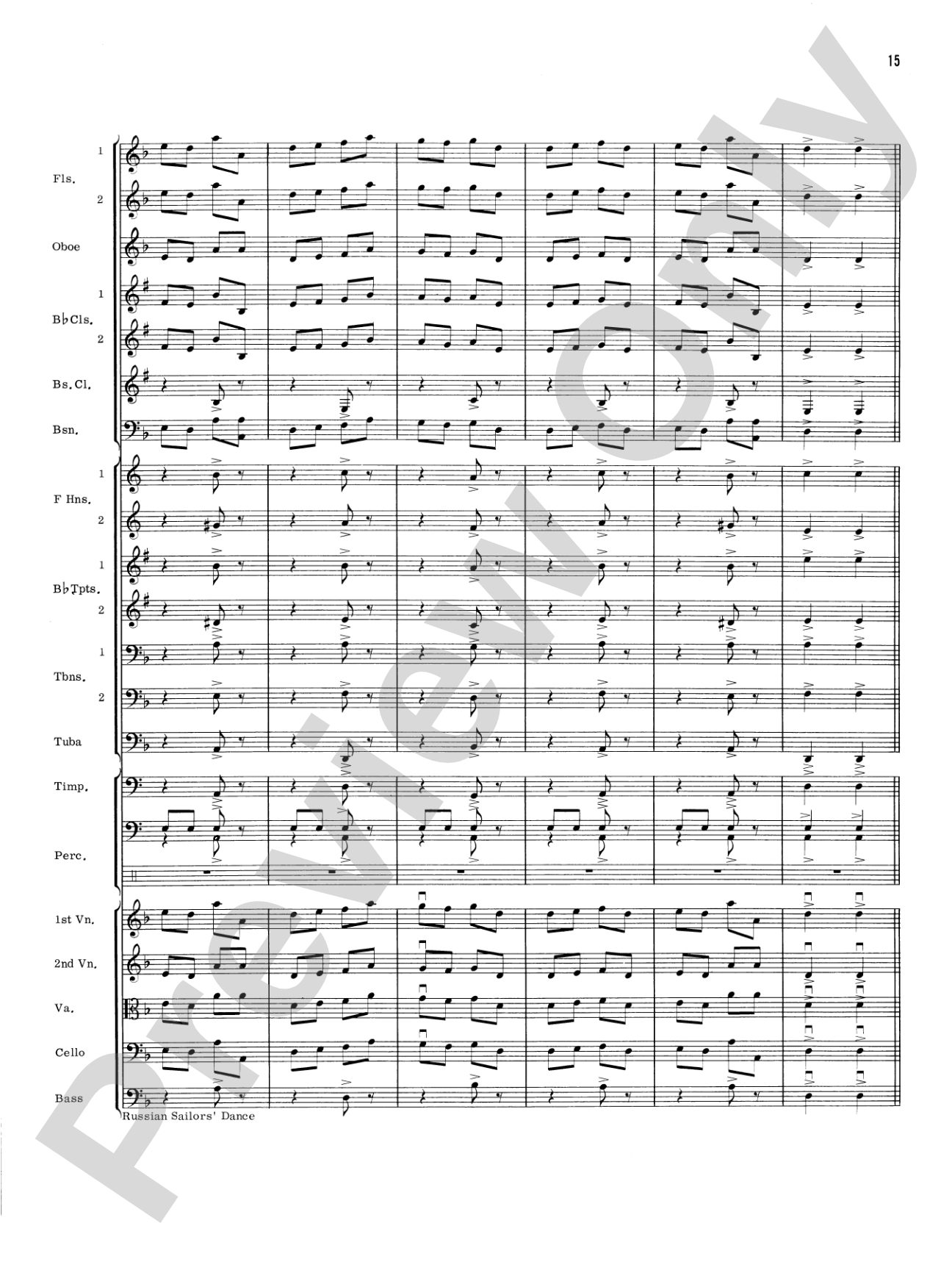 Russian Sailors' Dance: Full Orchestra Conductor Score & Parts