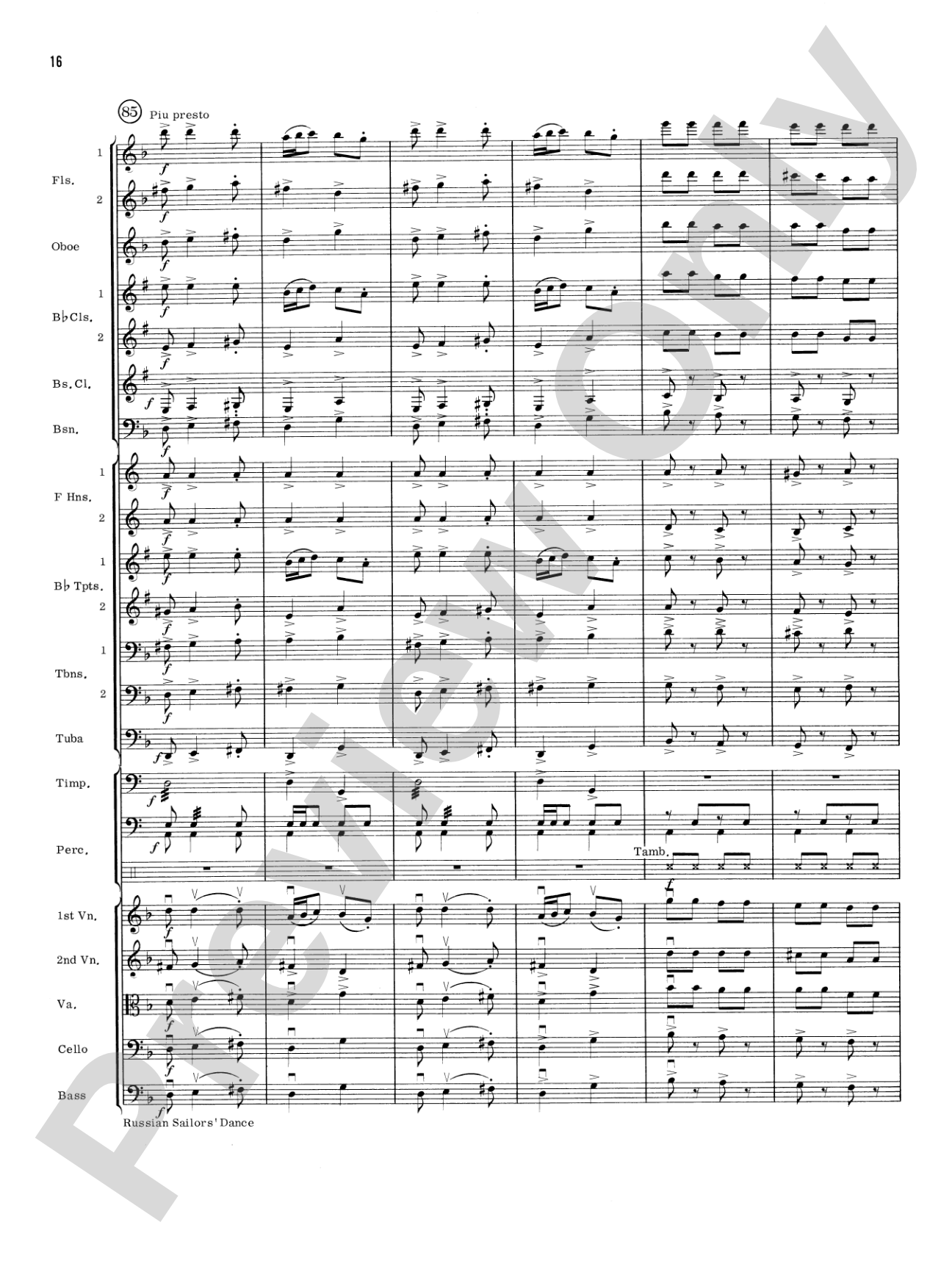 Russian Sailors' Dance: Full Orchestra Conductor Score & Parts