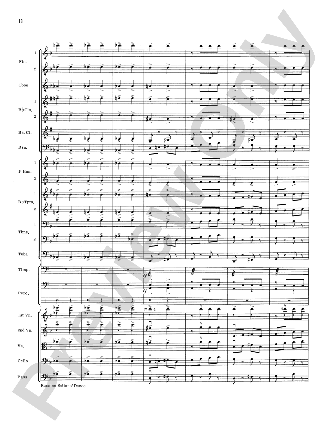 Russian Sailors' Dance: Full Orchestra Conductor Score & Parts