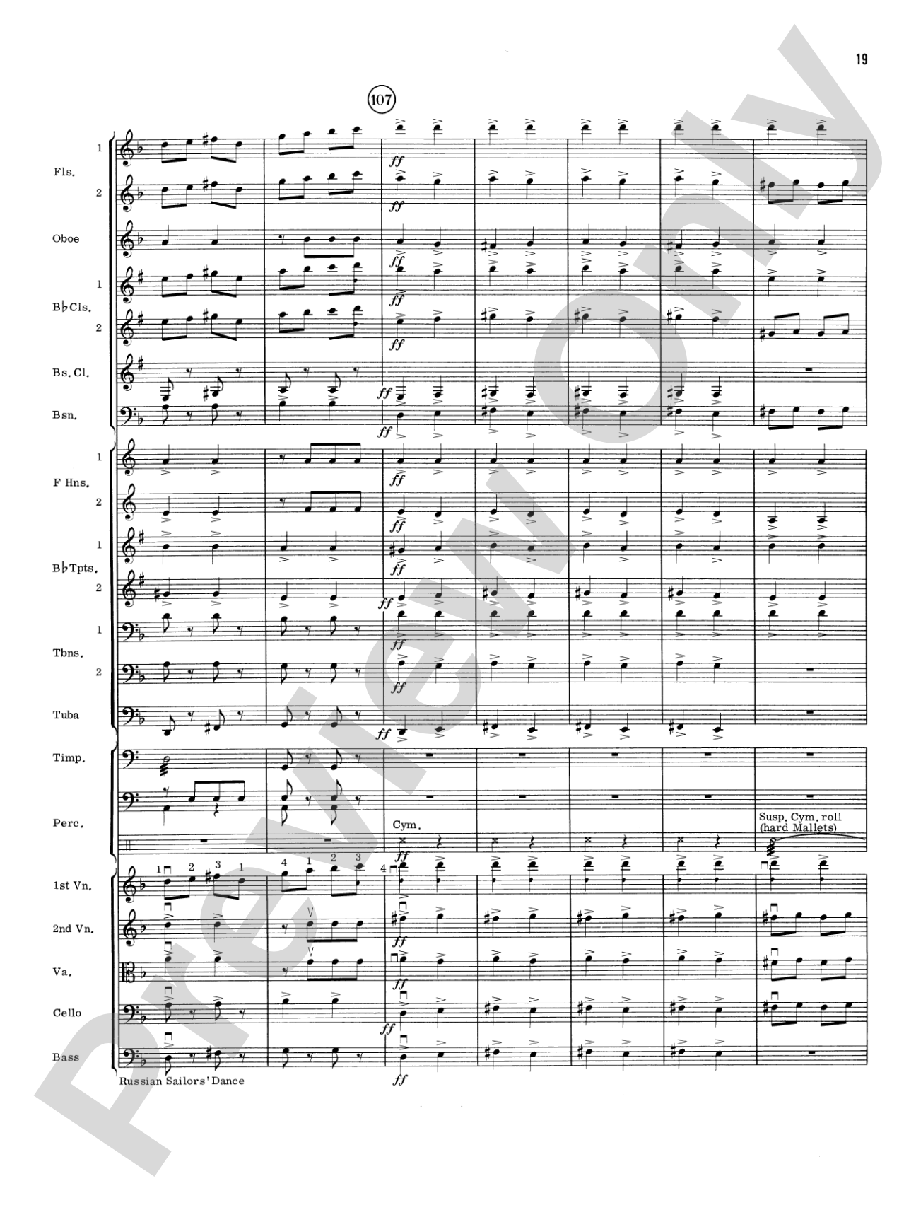Russian Sailors' Dance: Full Orchestra Conductor Score & Parts