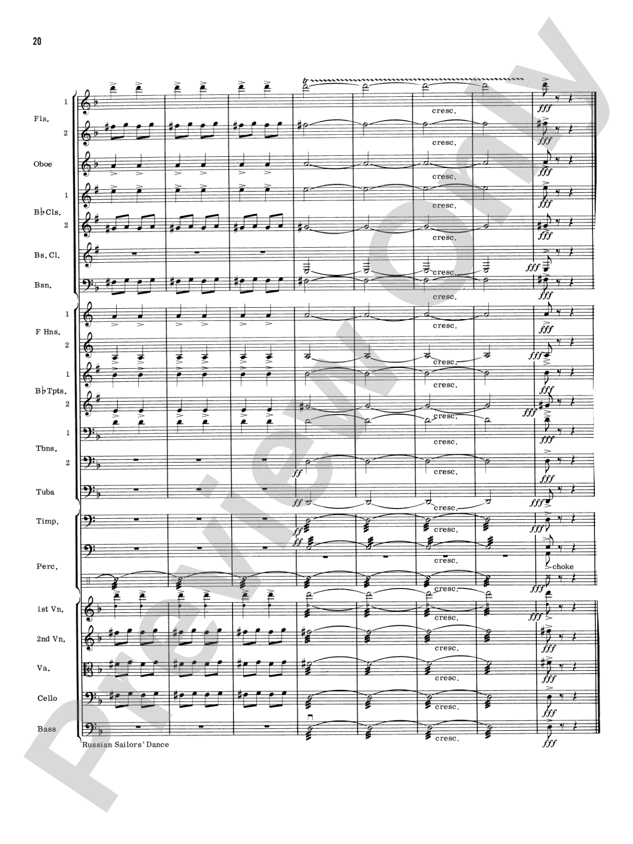 Russian Sailors' Dance: Full Orchestra Conductor Score & Parts