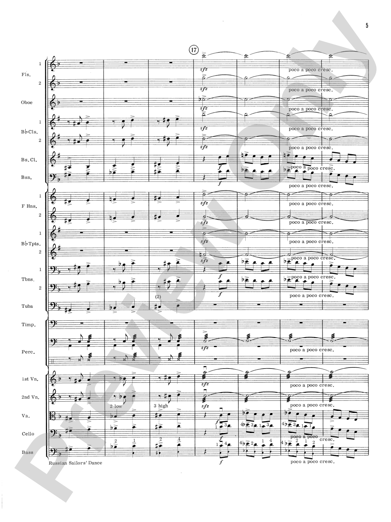 Russian Sailors' Dance: Full Orchestra Conductor Score & Parts