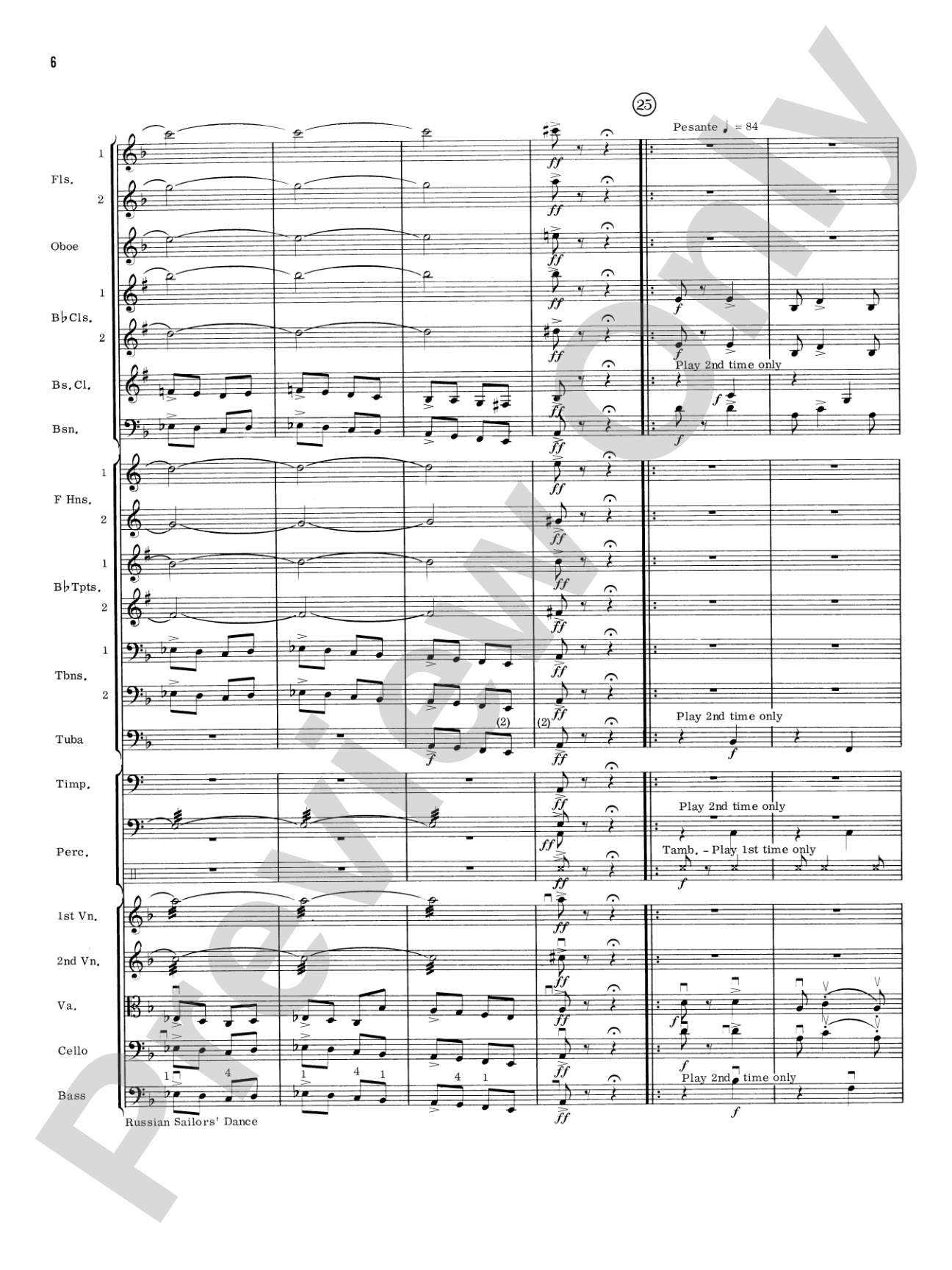 Russian Sailors' Dance: Full Orchestra Conductor Score & Parts