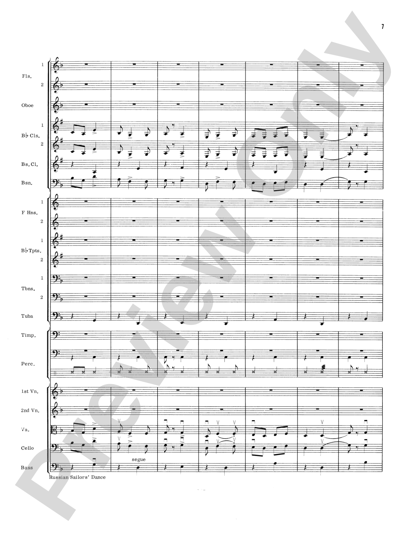 Russian Sailors' Dance: Full Orchestra Conductor Score & Parts