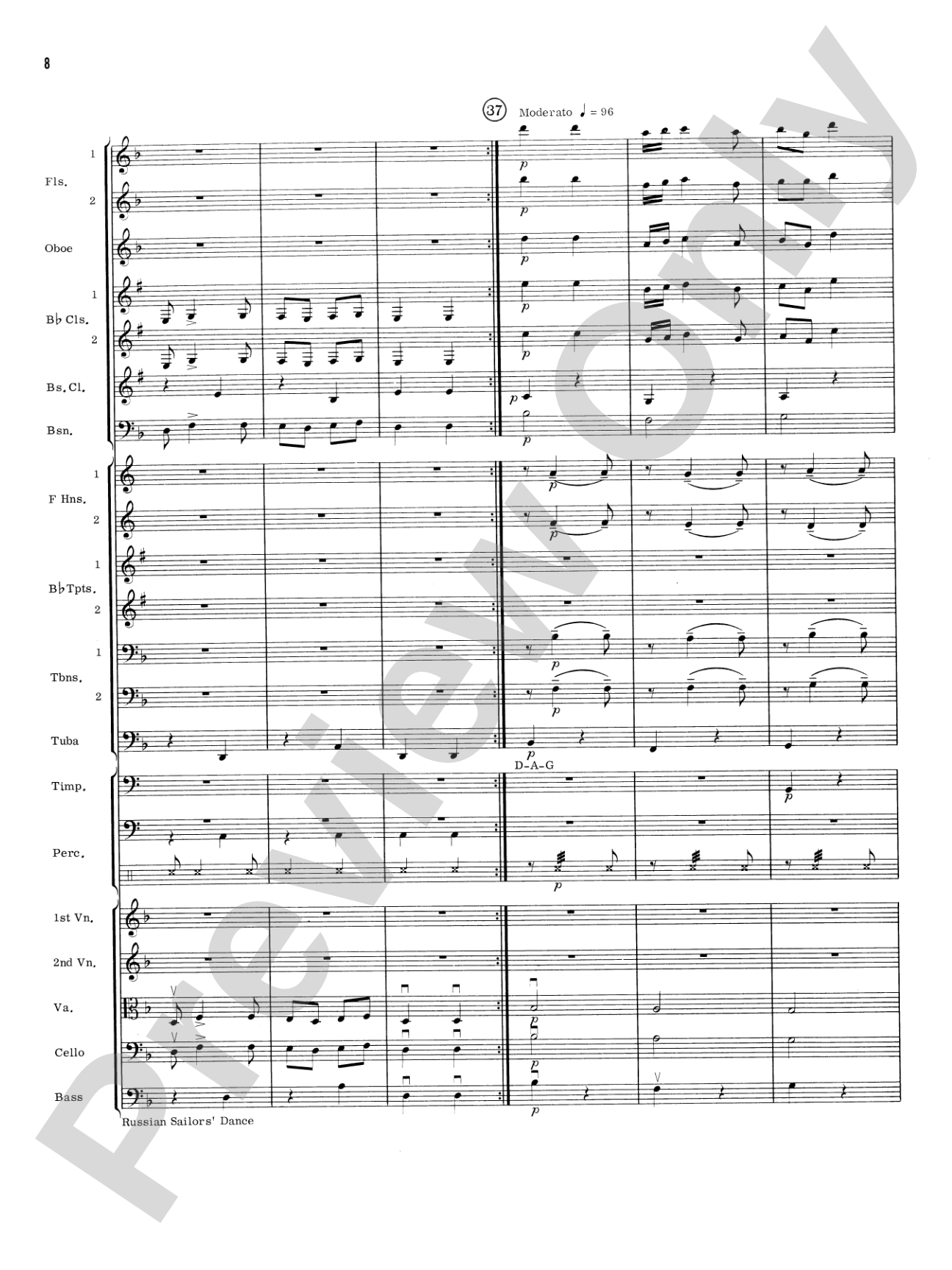 Russian Sailors' Dance: Full Orchestra Conductor Score & Parts