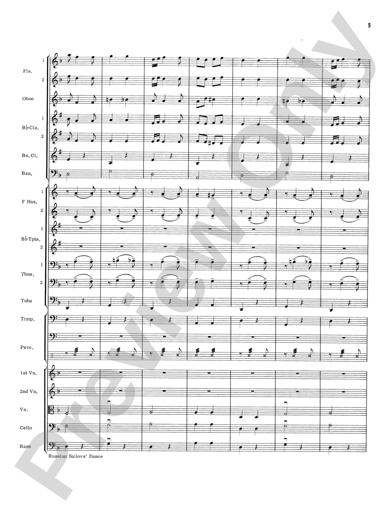 Russian Sailors' Dance: Full Orchestra Conductor Score & Parts