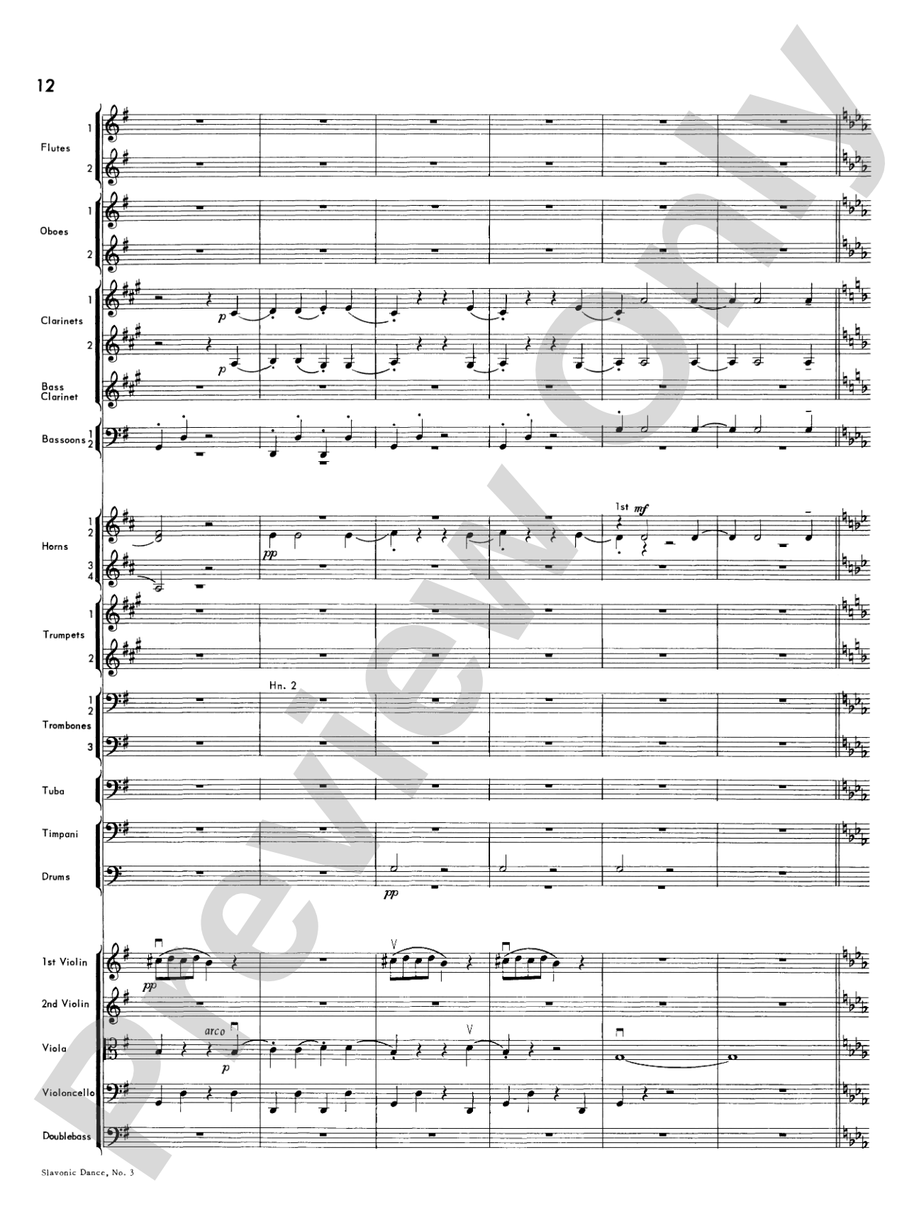 Slavonic Dance No. 3: Full Orchestra Conductor Score & Parts