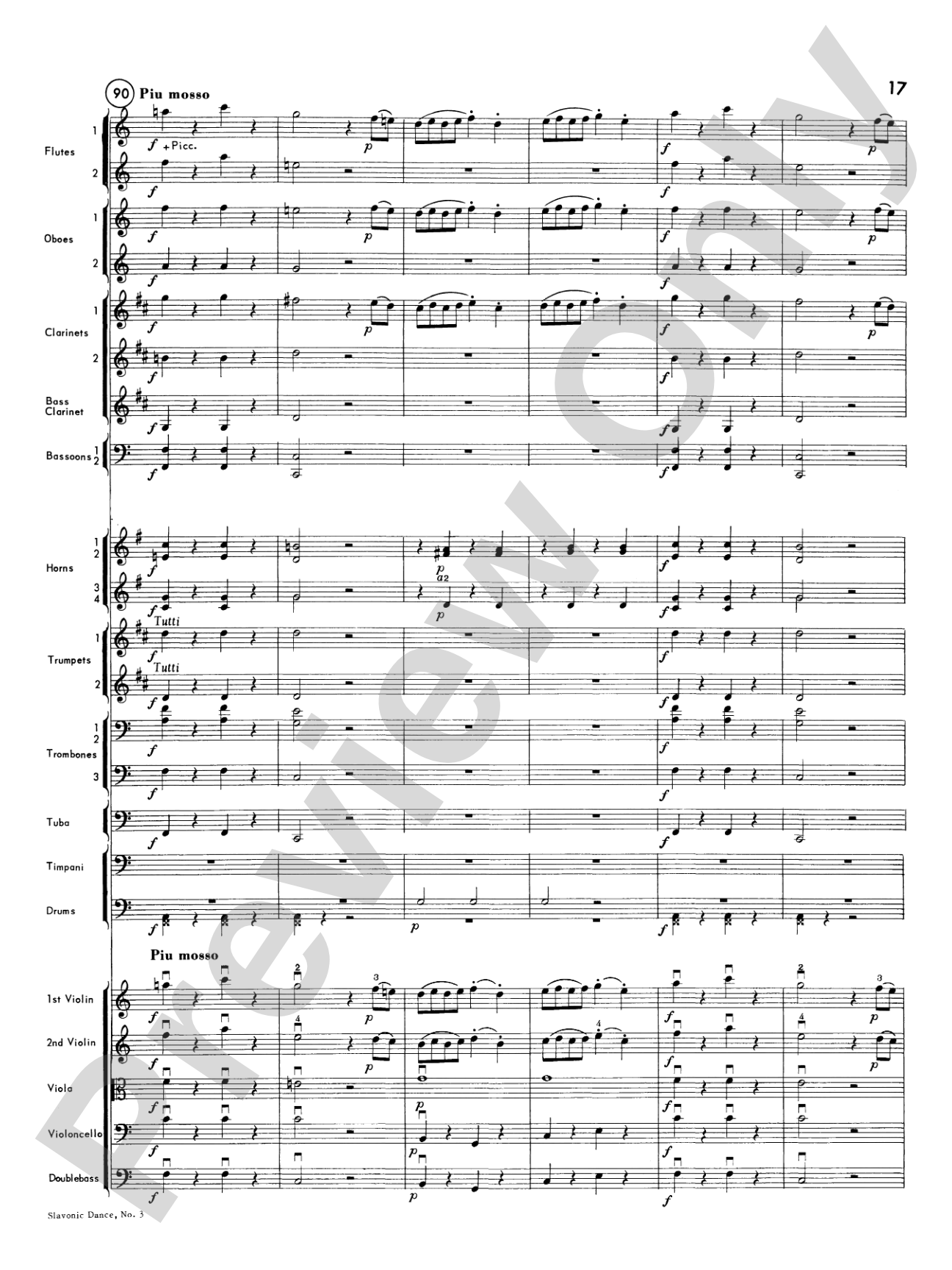 Slavonic Dance No. 3: Full Orchestra Conductor Score & Parts