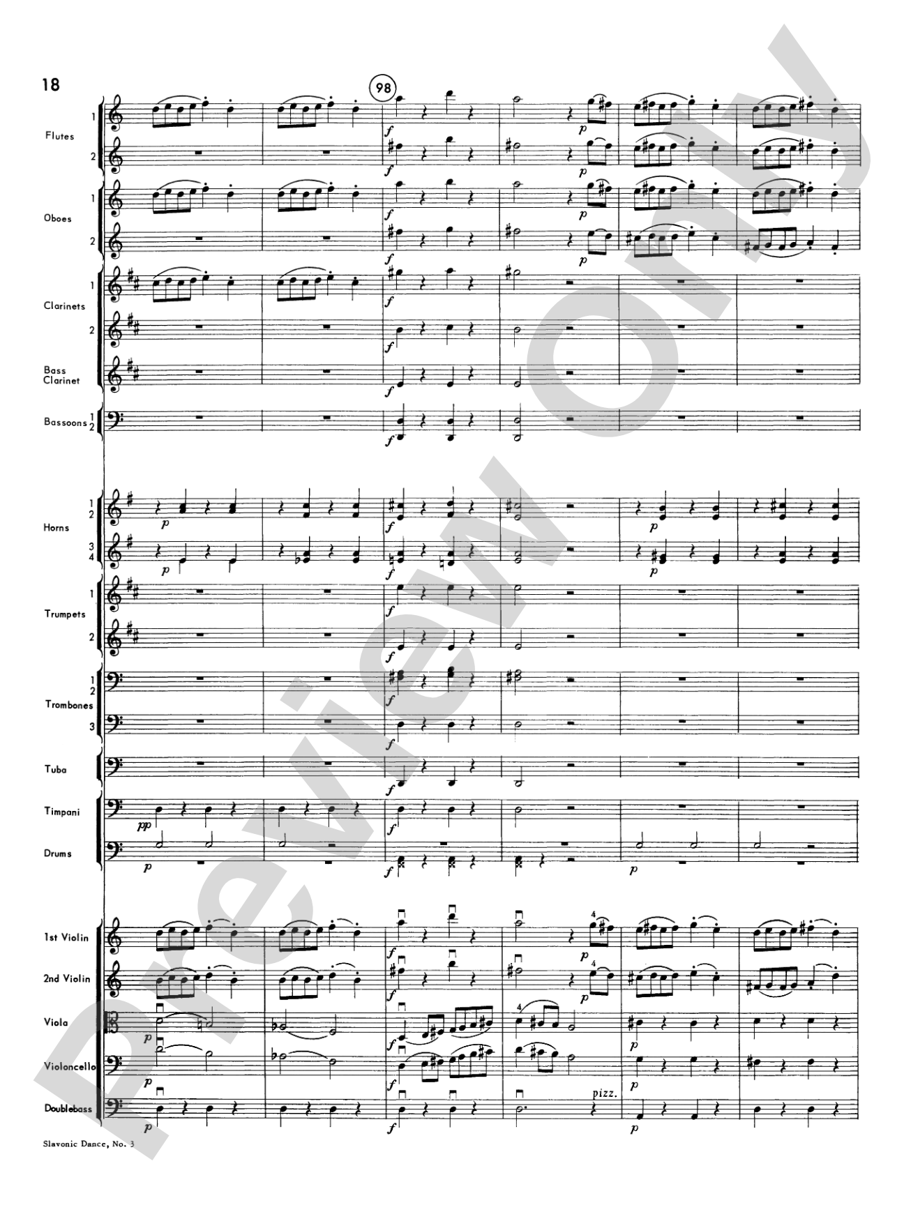 Slavonic Dance No. 3: Full Orchestra Conductor Score & Parts