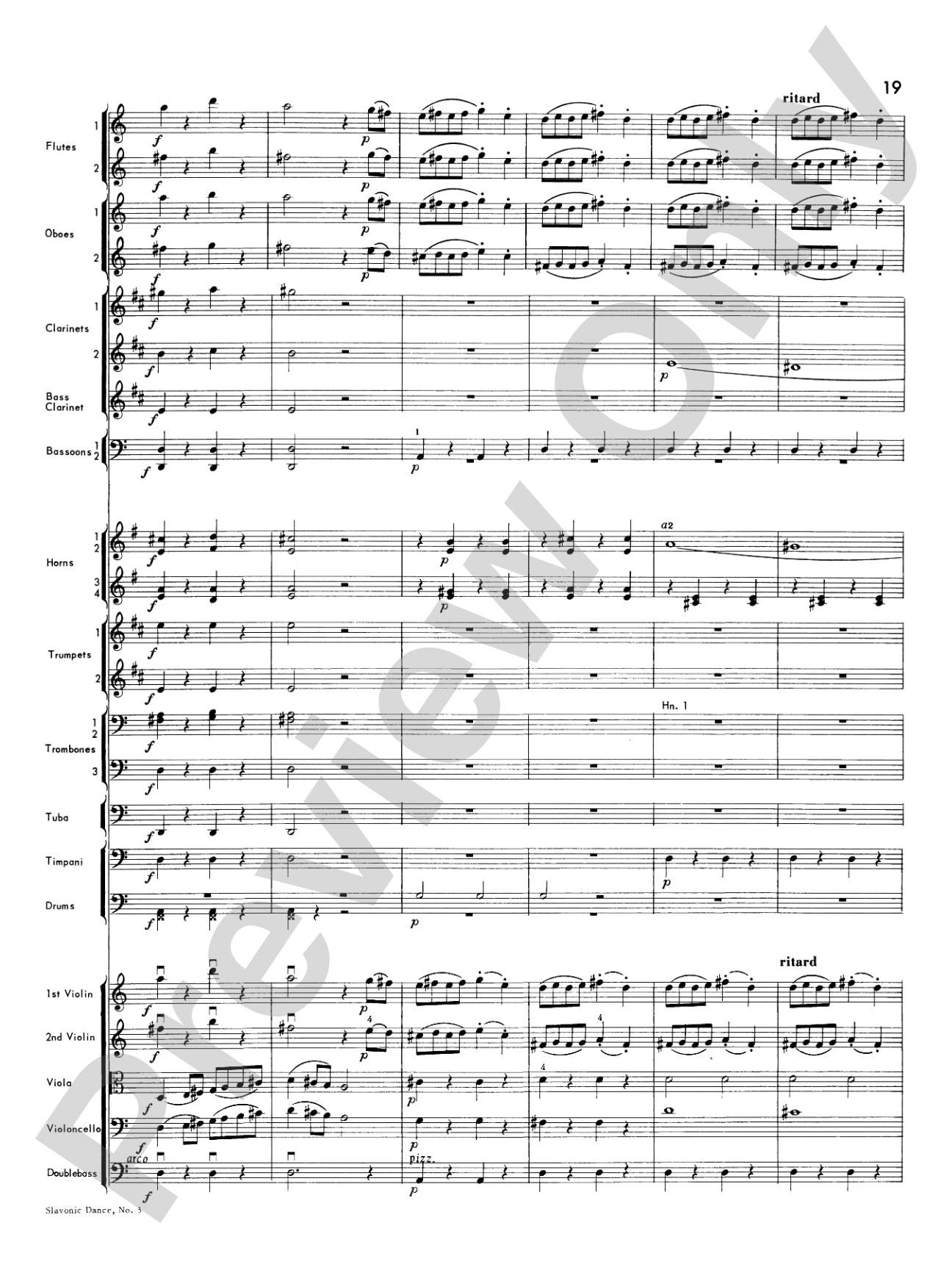 Slavonic Dance No. 3: Full Orchestra Conductor Score & Parts
