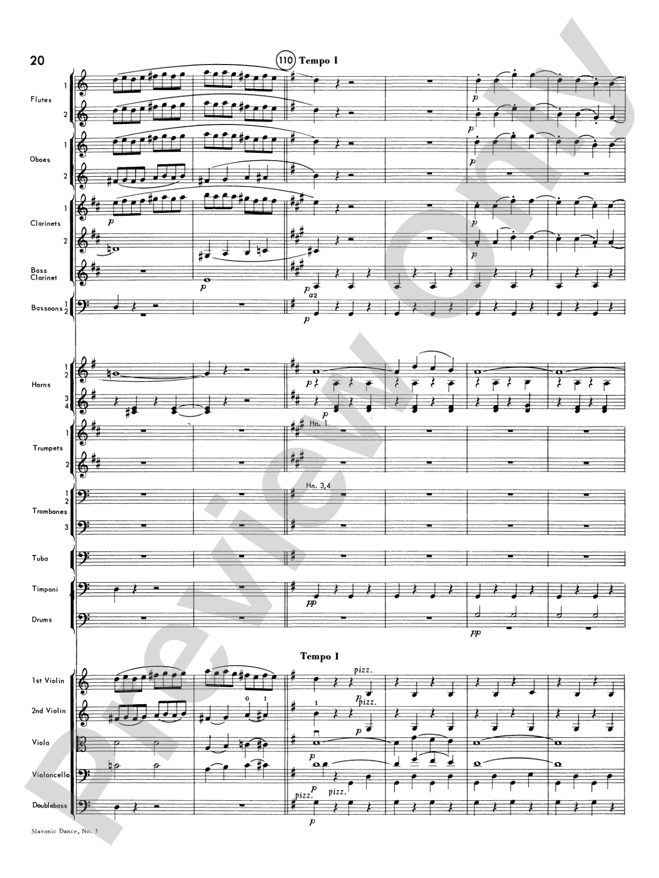 Slavonic Dance No. 3: Full Orchestra Conductor Score & Parts