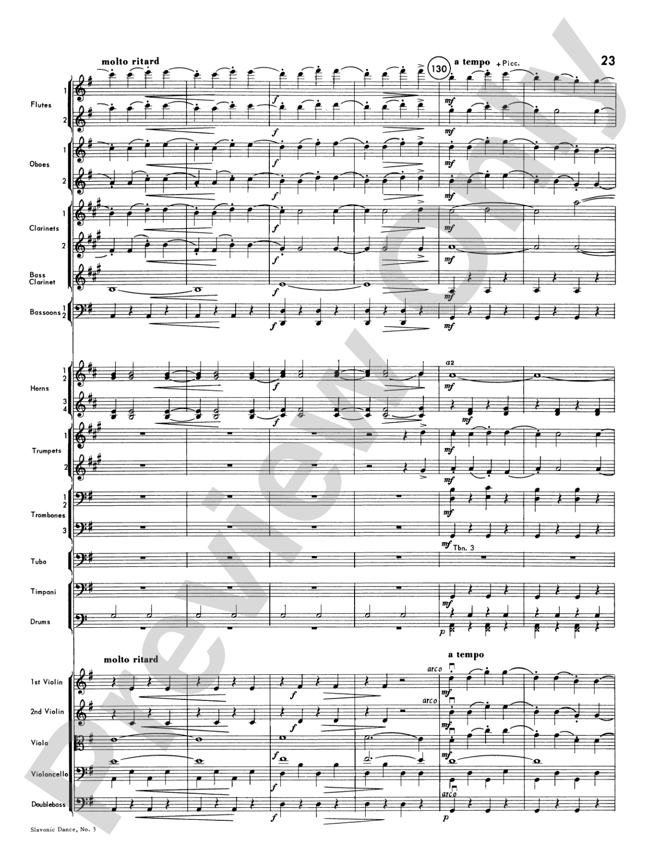 Slavonic Dance No. 3: Full Orchestra Conductor Score & Parts