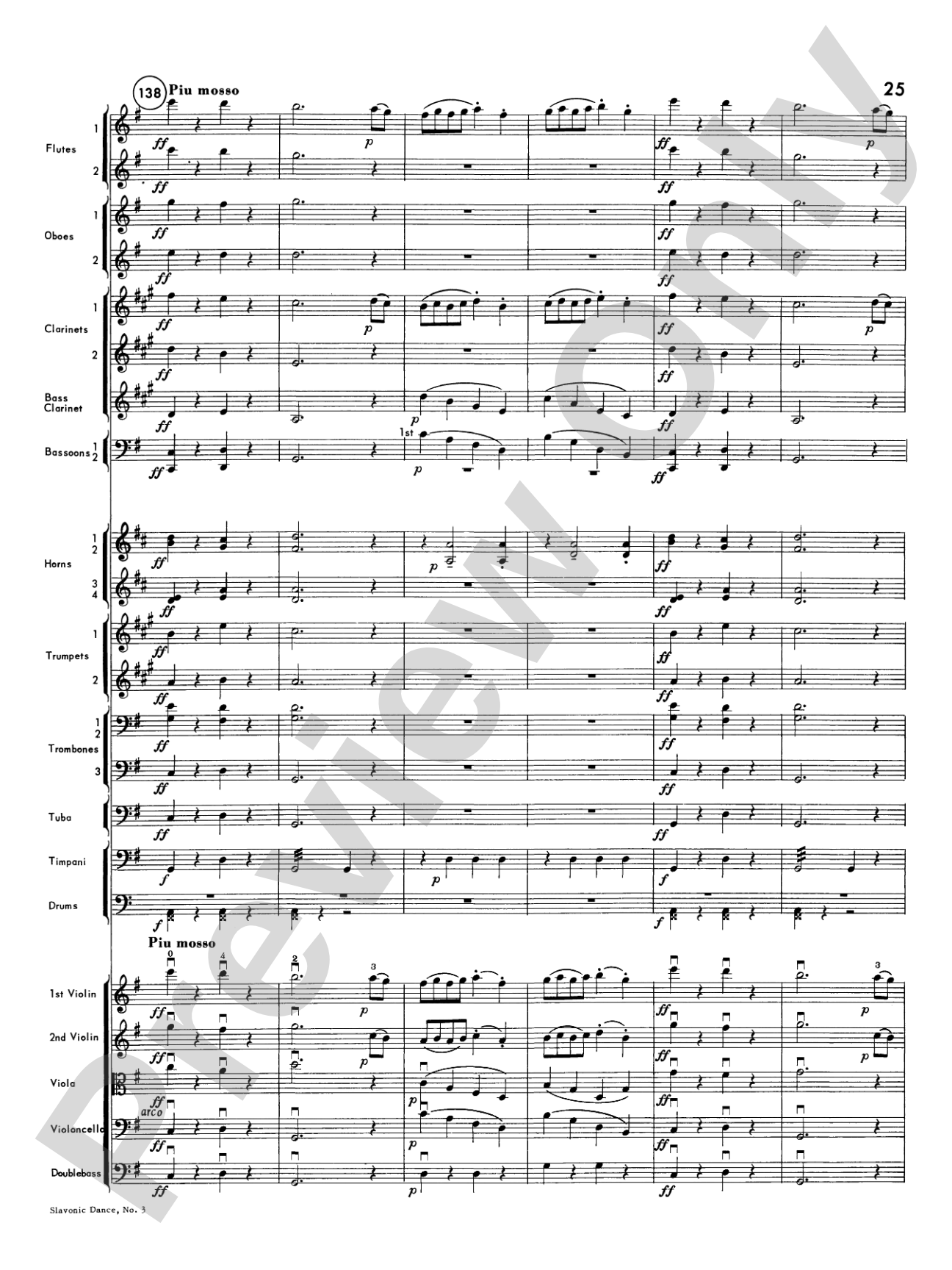 Slavonic Dance No. 3: Full Orchestra Conductor Score & Parts