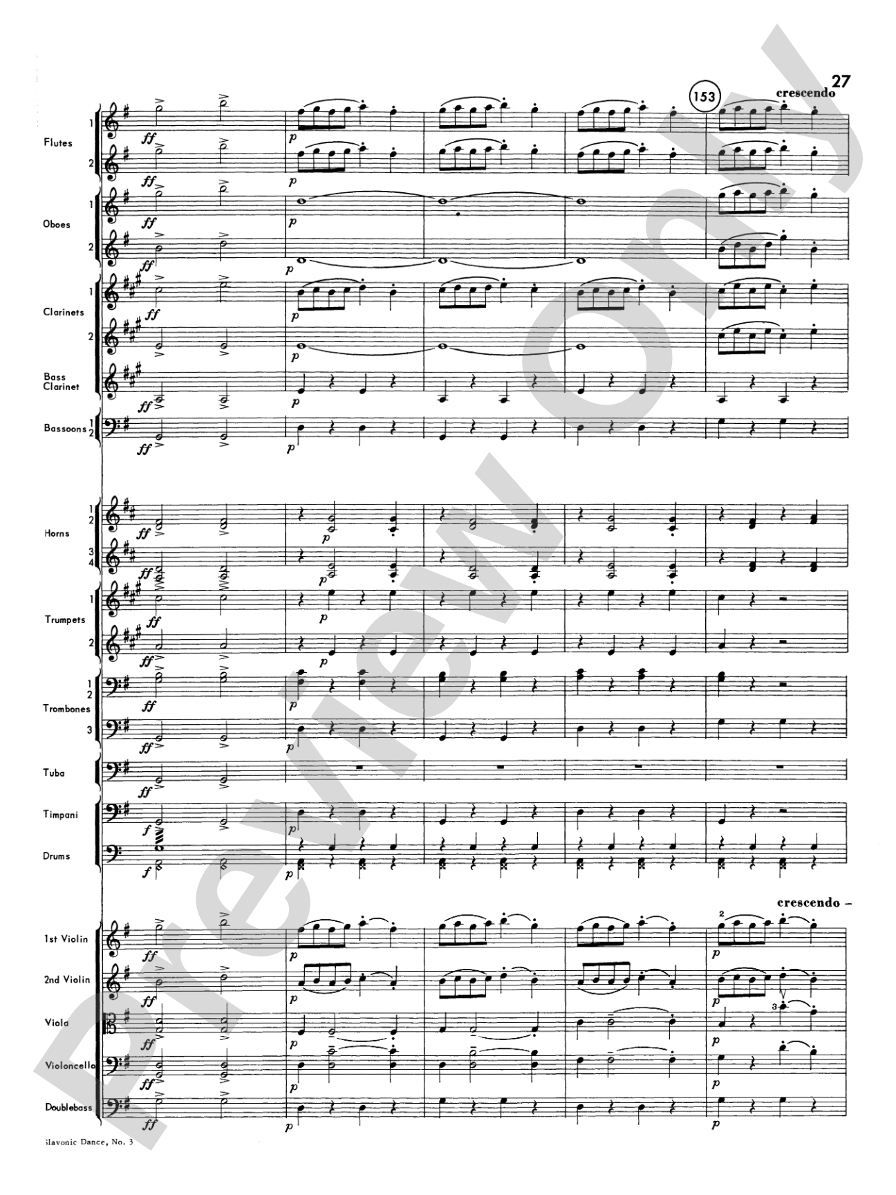 Slavonic Dance No. 3: Full Orchestra Conductor Score & Parts