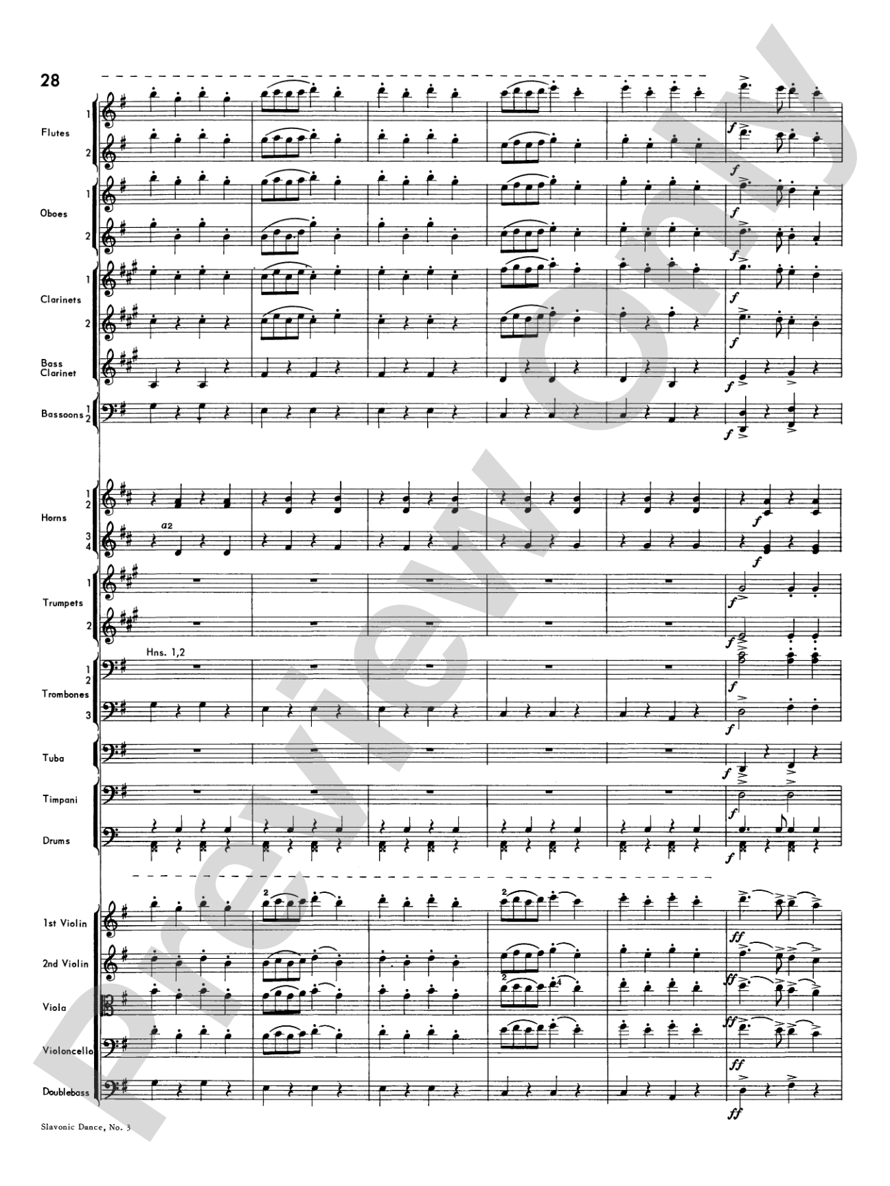 Slavonic Dance No. 3: Full Orchestra Conductor Score & Parts