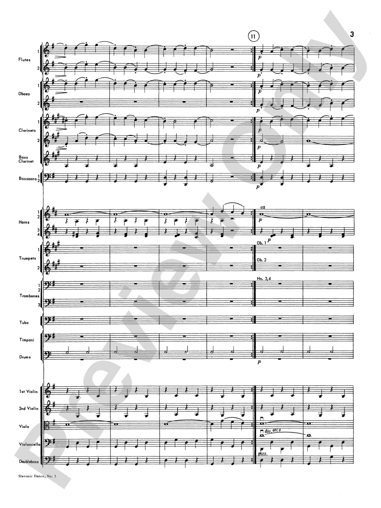 Slavonic Dance No. 3: Full Orchestra Conductor Score & Parts