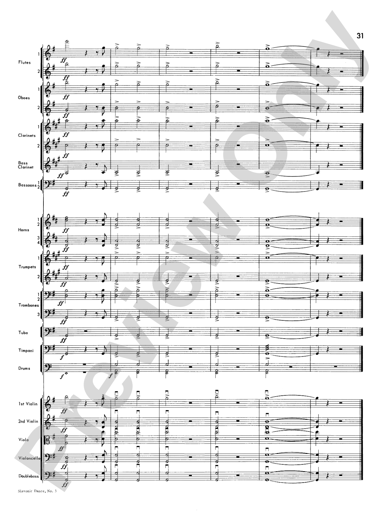 Slavonic Dance No. 3: Full Orchestra Conductor Score & Parts