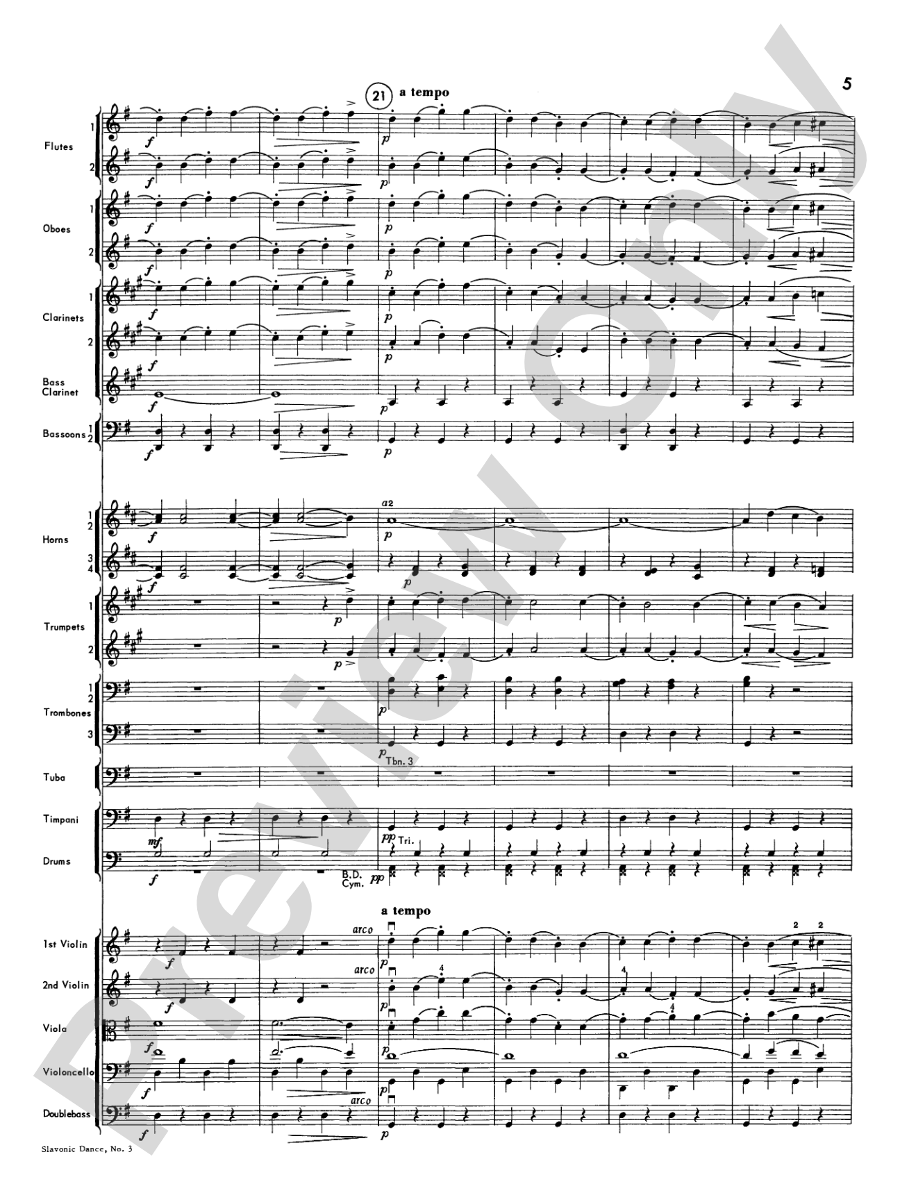 Slavonic Dance No. 3: Full Orchestra Conductor Score & Parts