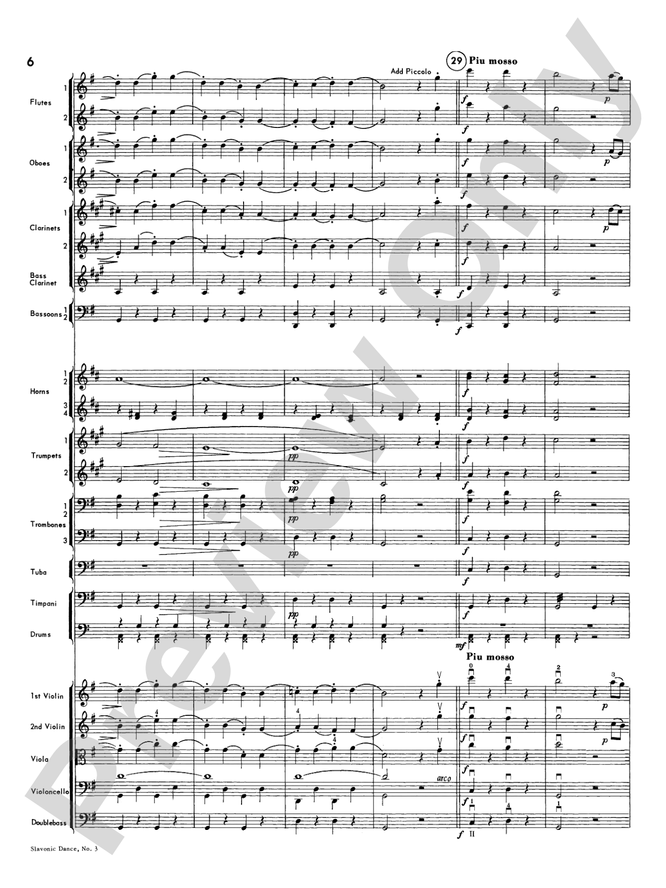 Slavonic Dance No. 3: Full Orchestra Conductor Score & Parts