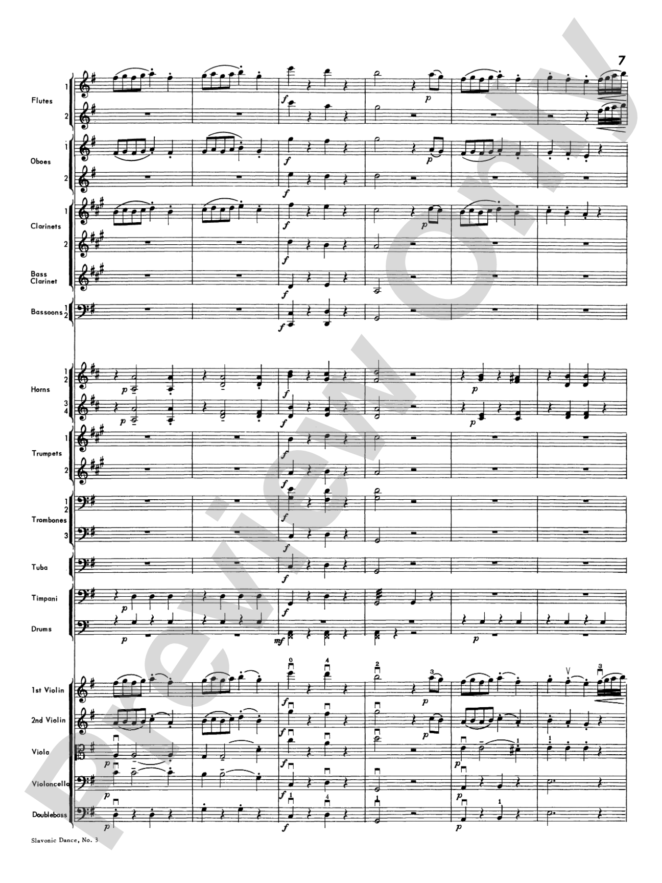 Slavonic Dance No. 3: Full Orchestra Conductor Score & Parts