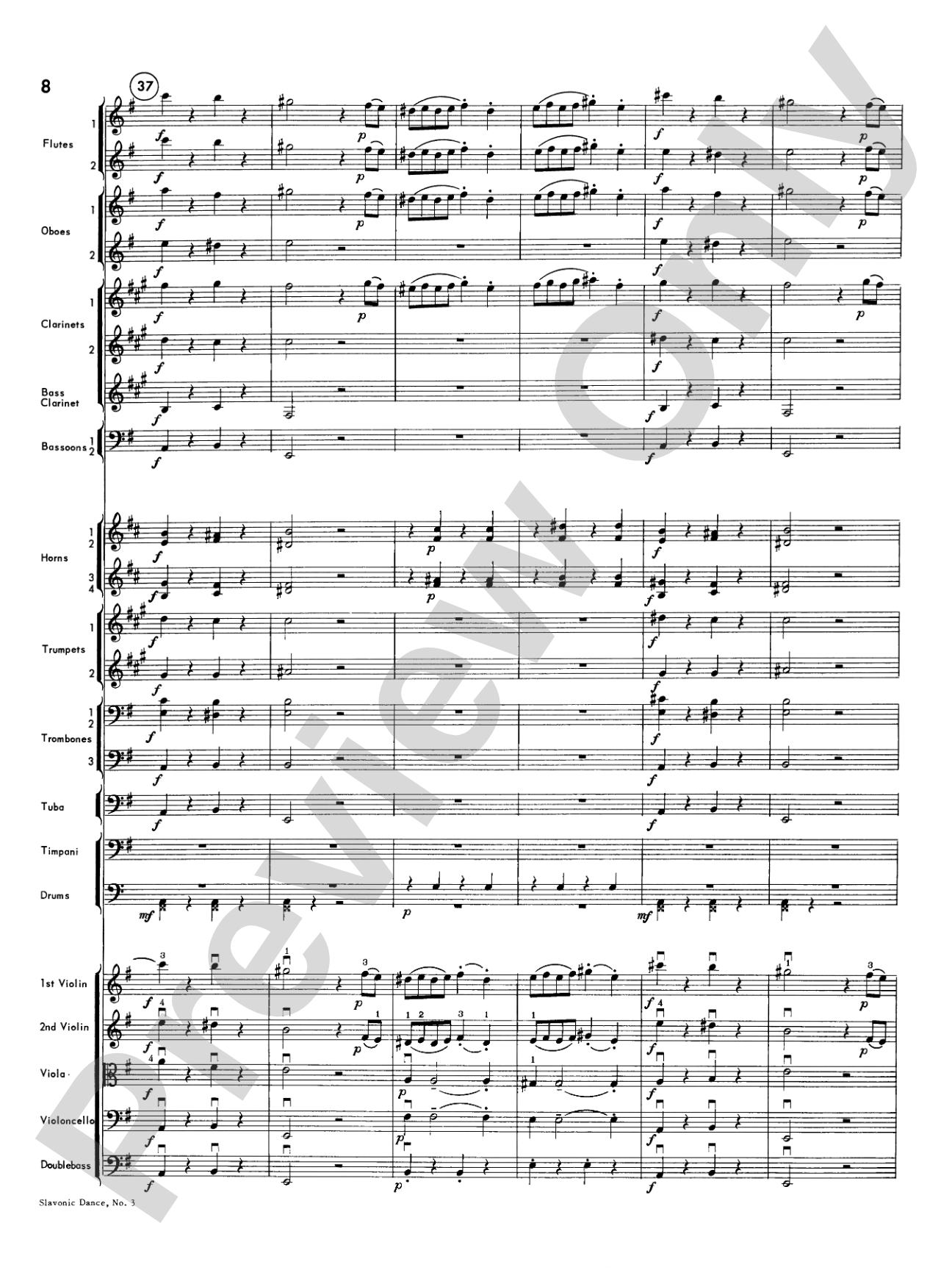 Slavonic Dance No. 3: Full Orchestra Conductor Score & Parts