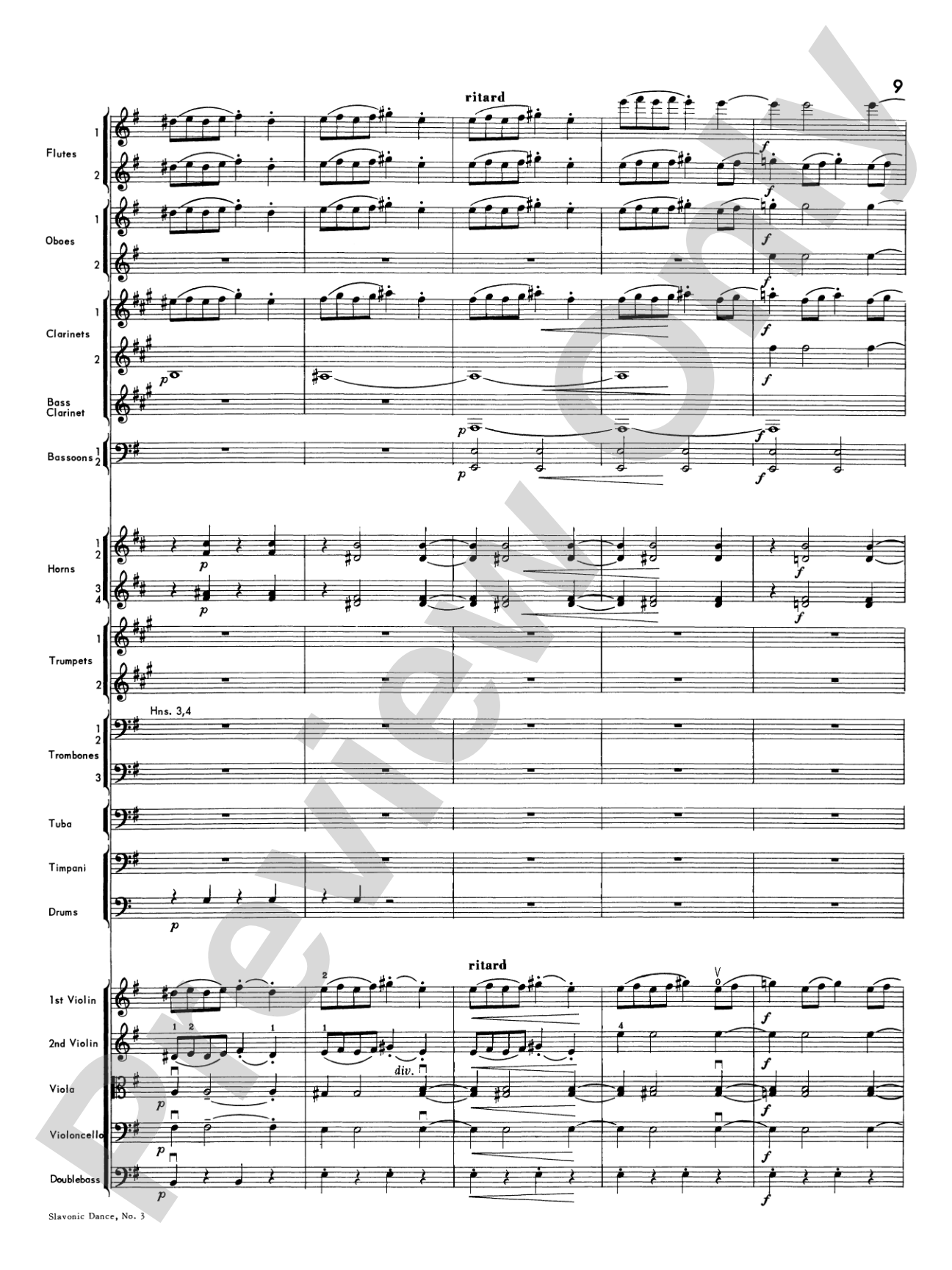 Slavonic Dance No. 3: Full Orchestra Conductor Score & Parts