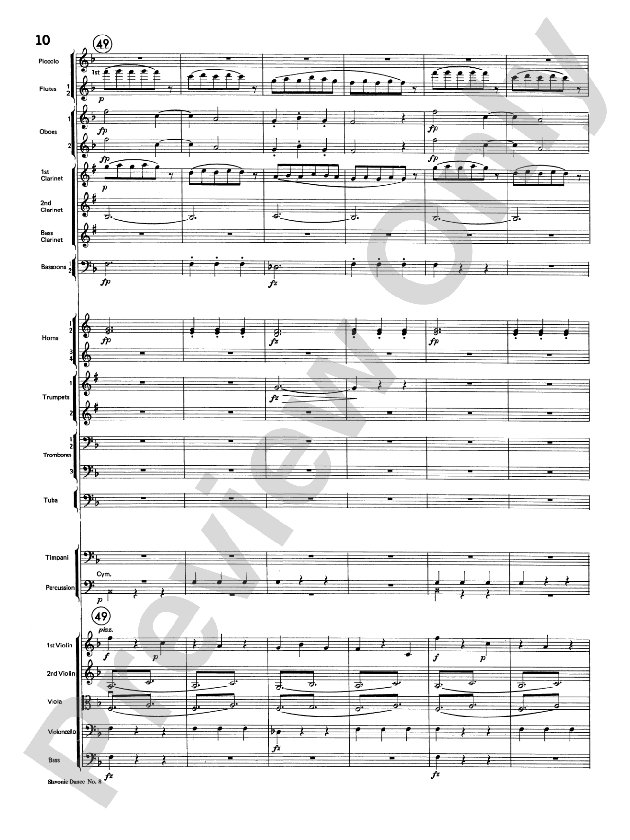 Slavonic Dance No. 8: Full Orchestra Conductor Score & Parts