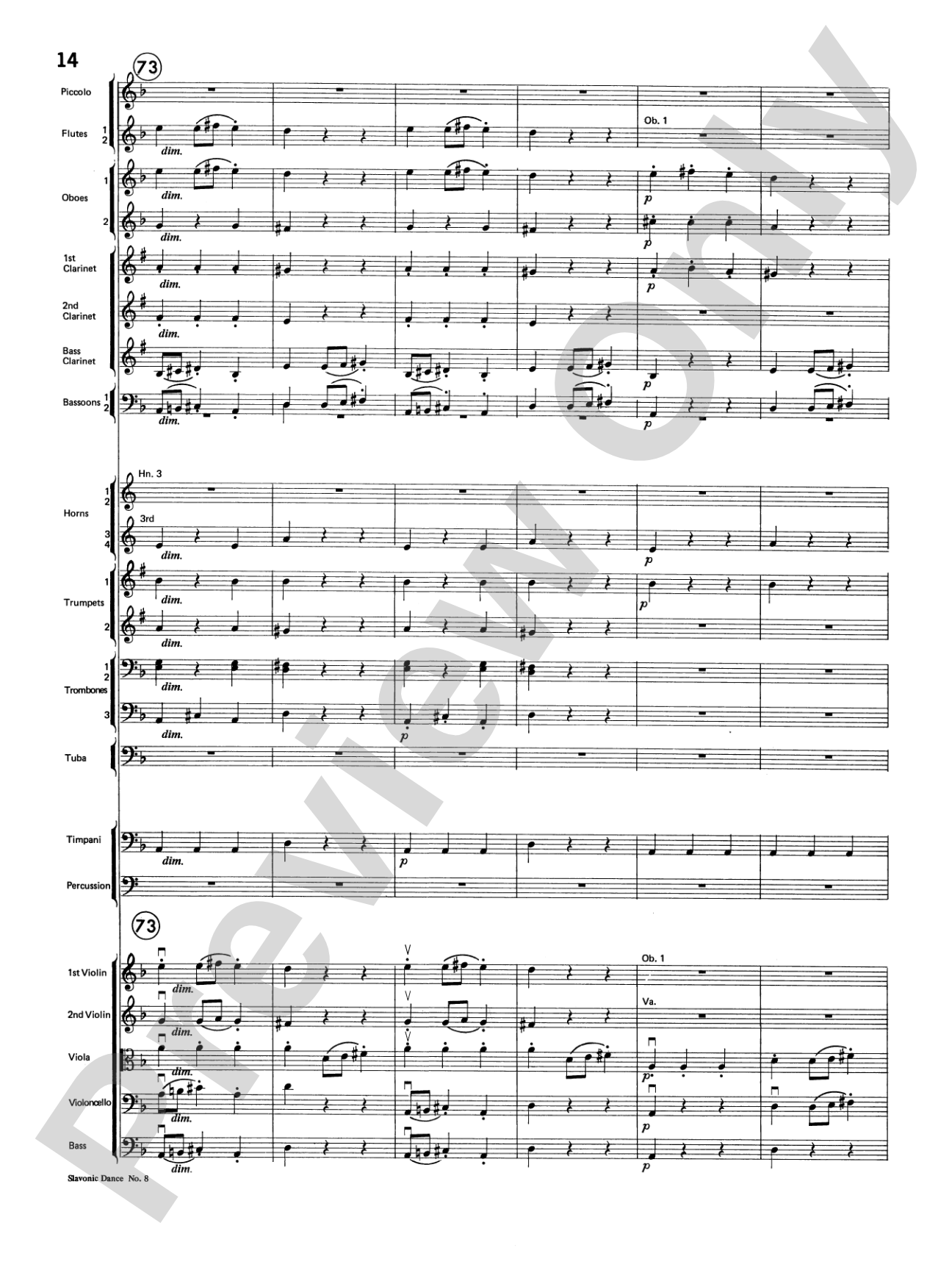 Slavonic Dance No. 8: Full Orchestra Conductor Score & Parts