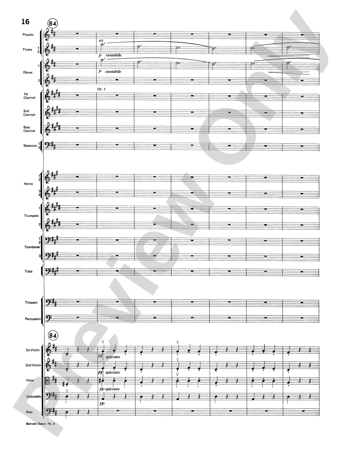 Slavonic Dance No. 8: Full Orchestra Conductor Score & Parts