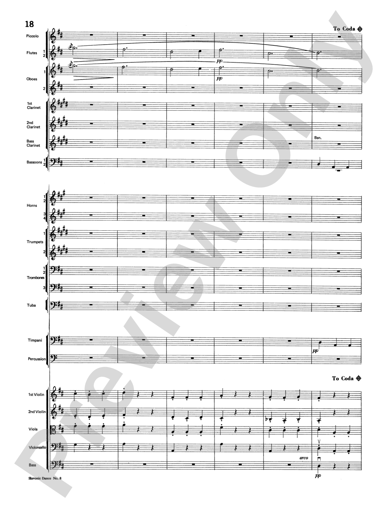 Slavonic Dance No. 8: Full Orchestra Conductor Score & Parts