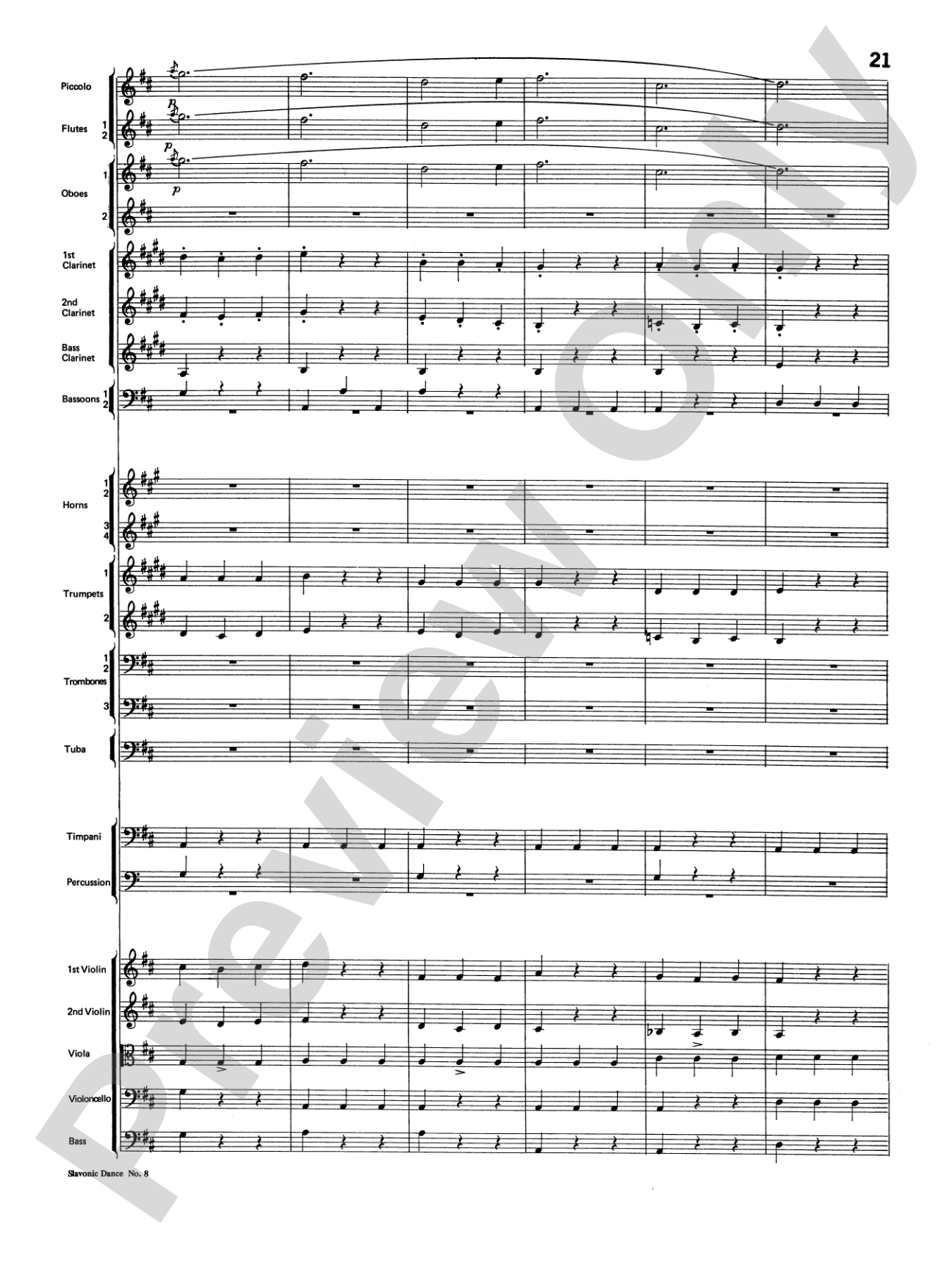 Slavonic Dance No. 8: Full Orchestra Conductor Score & Parts
