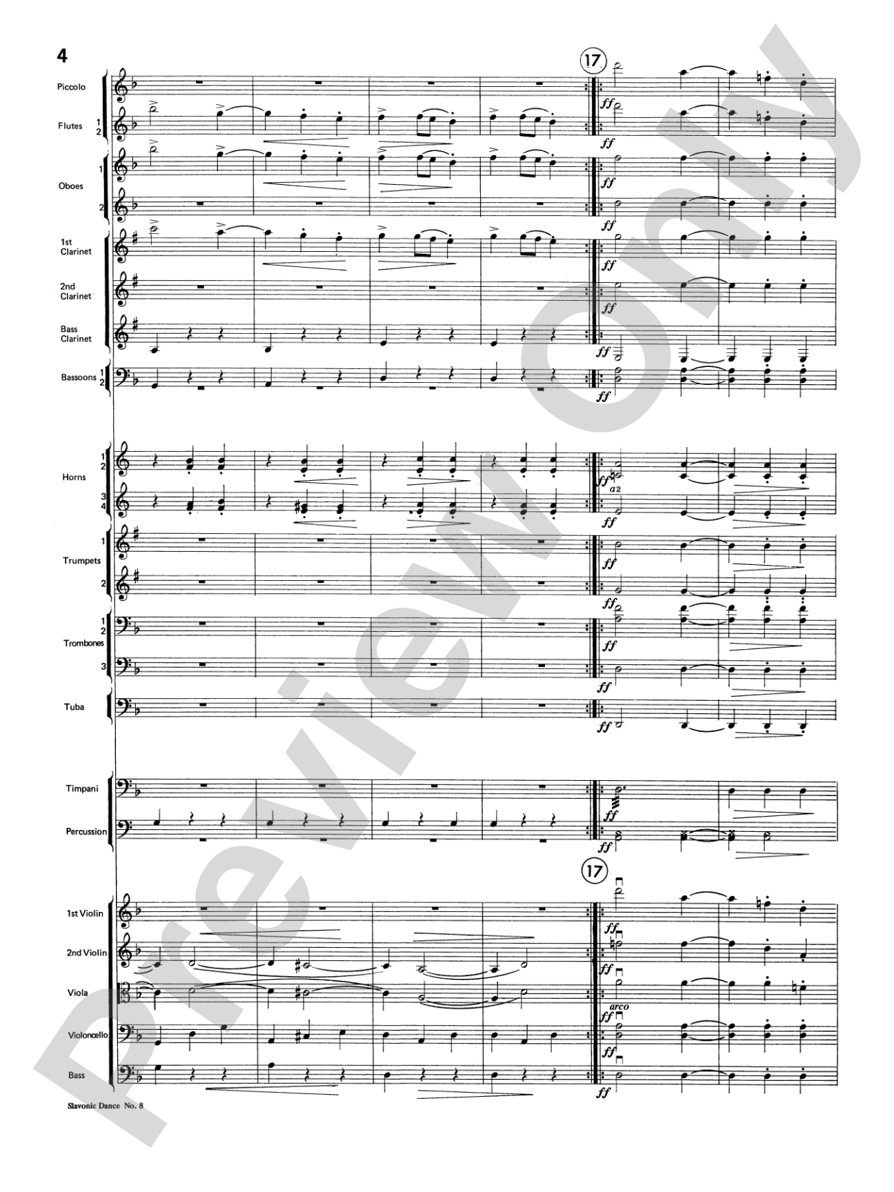 Slavonic Dance No. 8: Full Orchestra Conductor Score & Parts