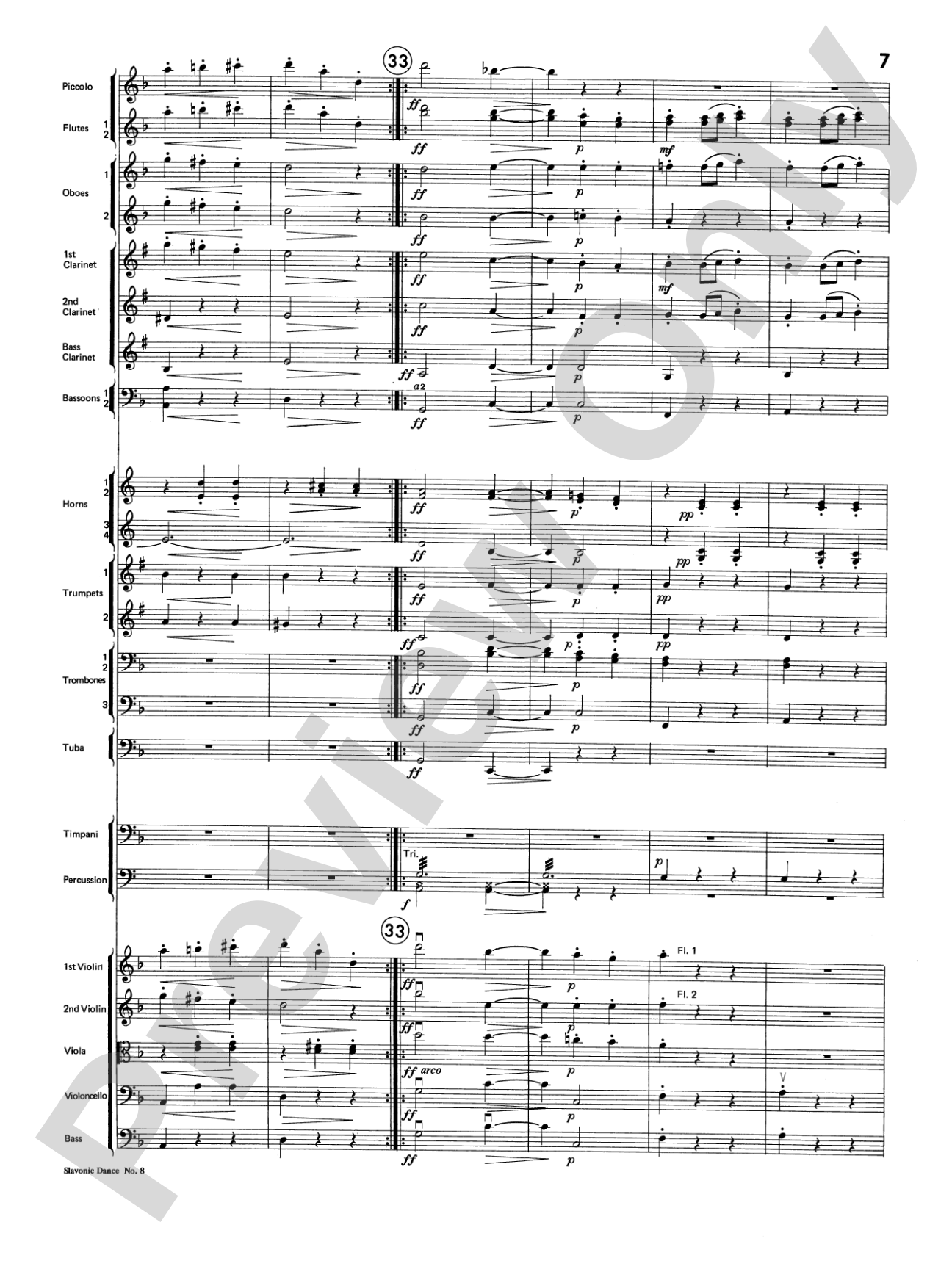 Slavonic Dance No. 8: Full Orchestra Conductor Score & Parts