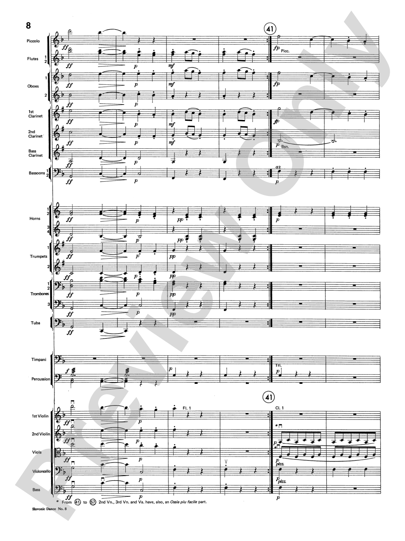 Slavonic Dance No. 8: Full Orchestra Conductor Score & Parts