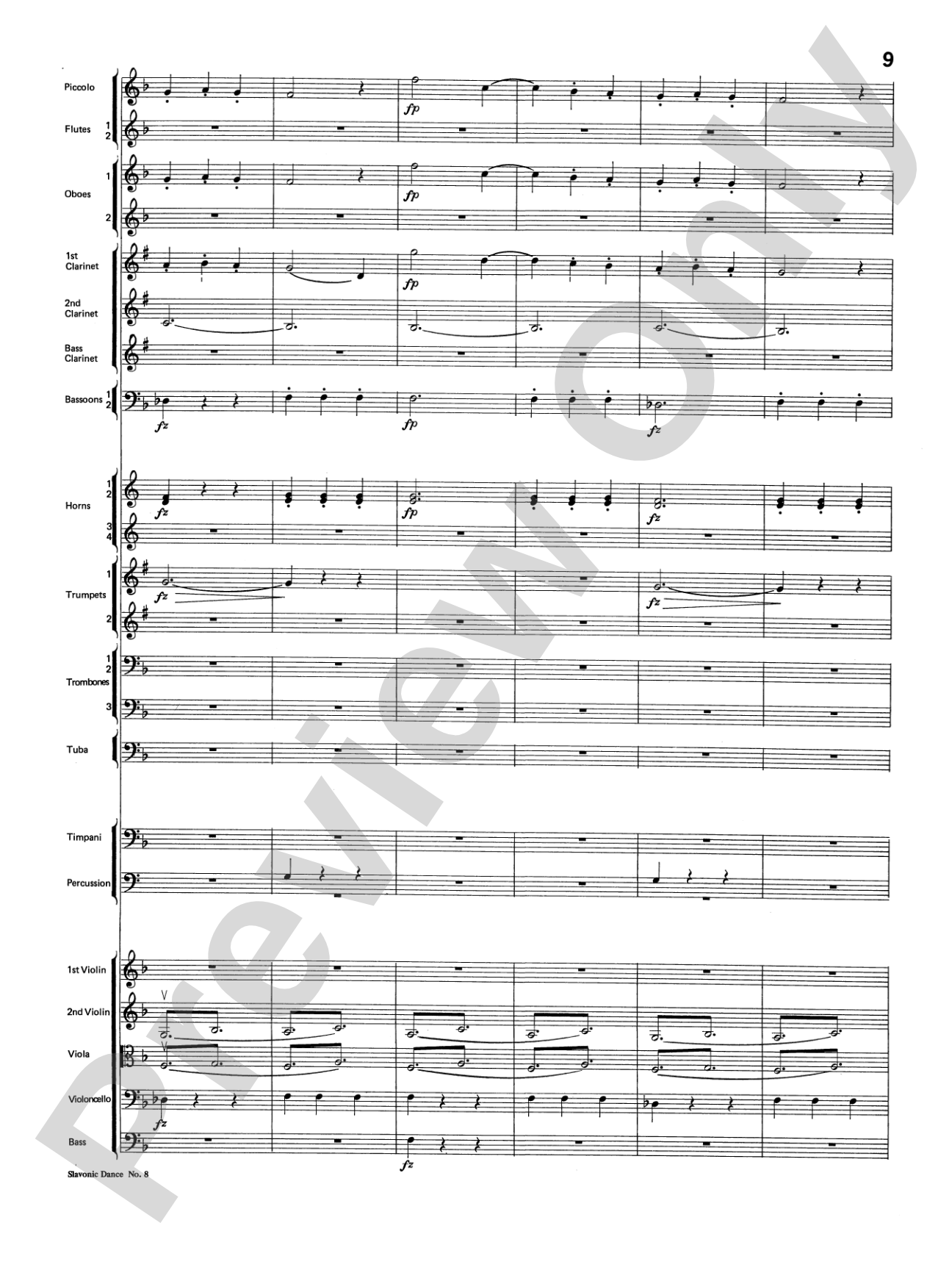Slavonic Dance No. 8: Full Orchestra Conductor Score & Parts